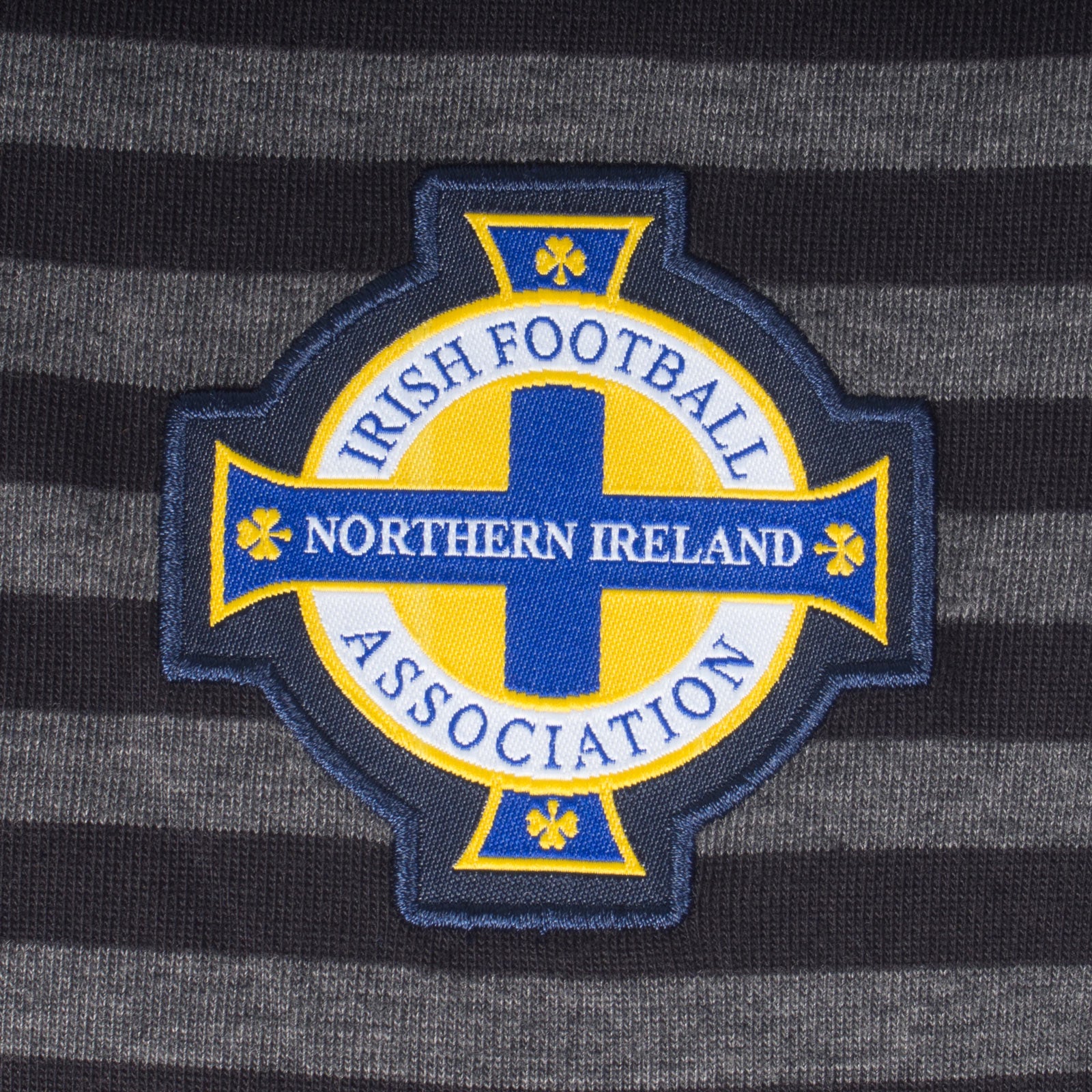 Northern Ireland polo shirt for adults in black & grey with national team crest to chest.