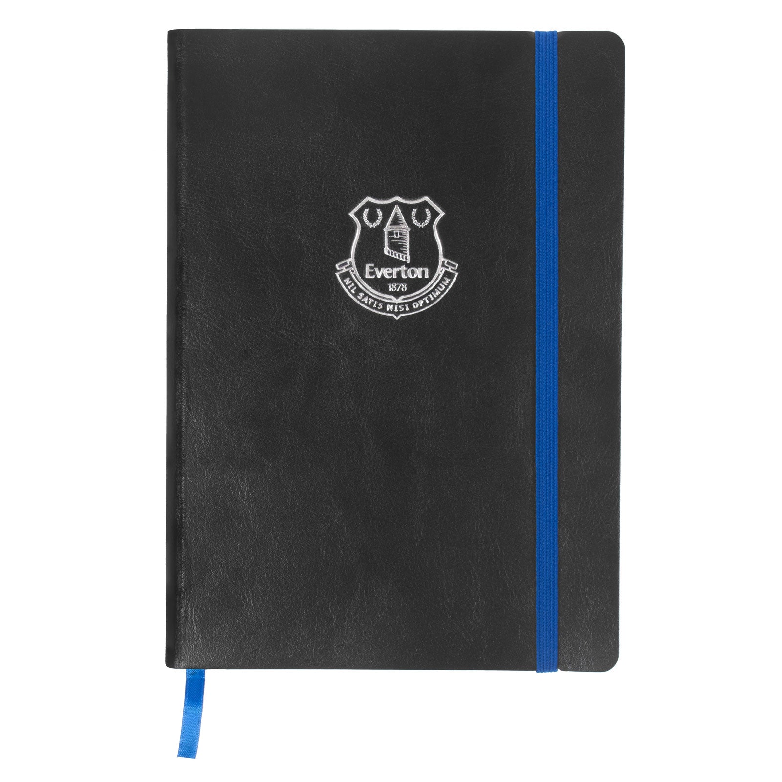 Everton notebook & pen in black with silver foil crest in club design gift box.