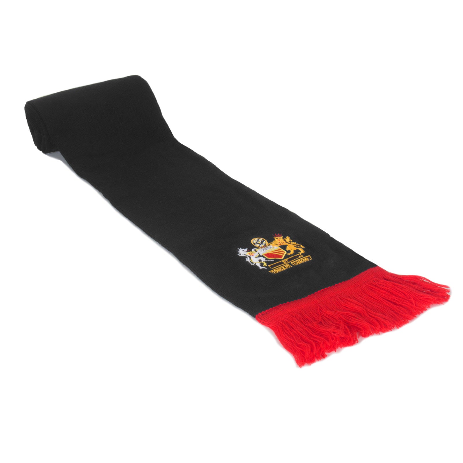 Man United scarf in black with Manchester Crest