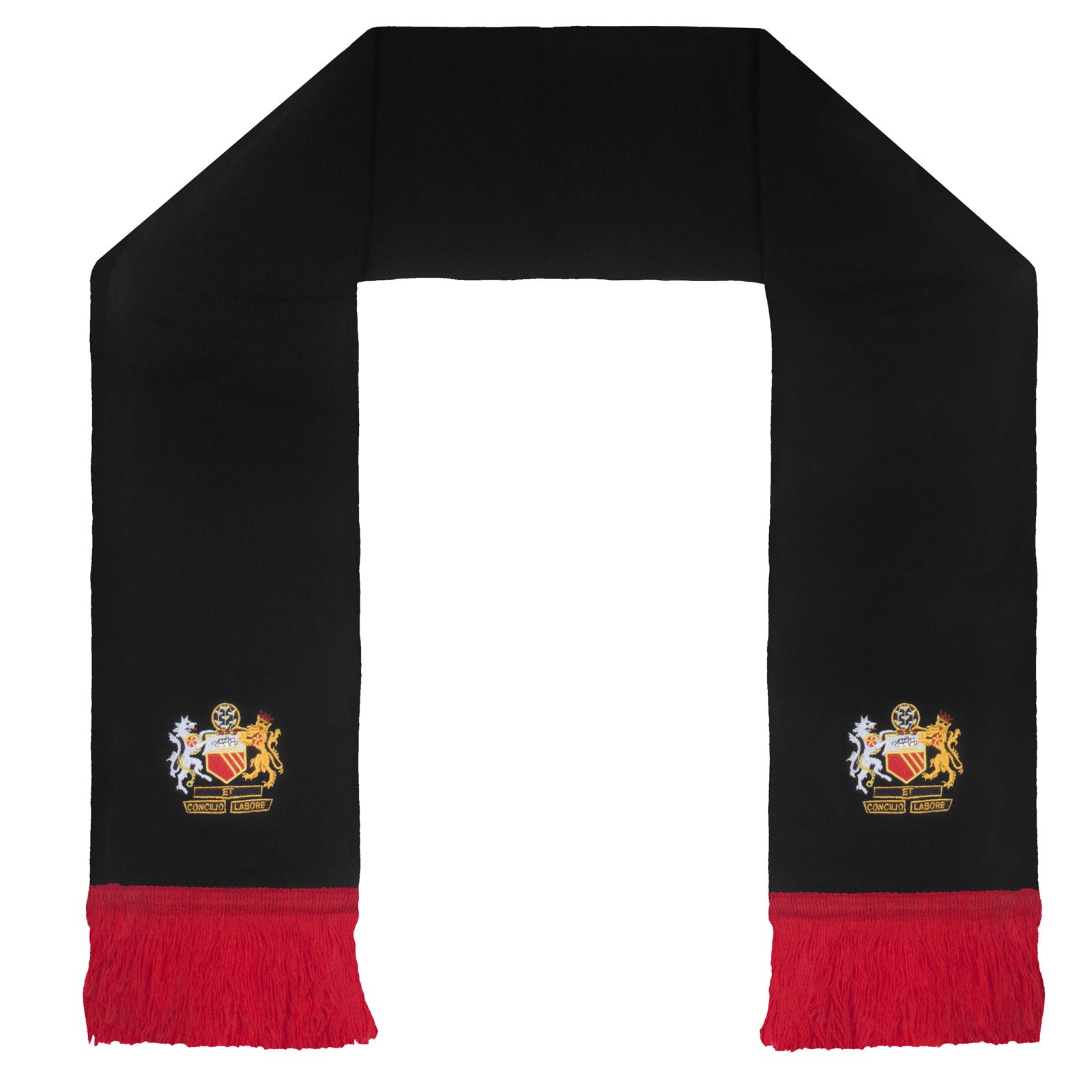 Man United scarf in black with Manchester Crest