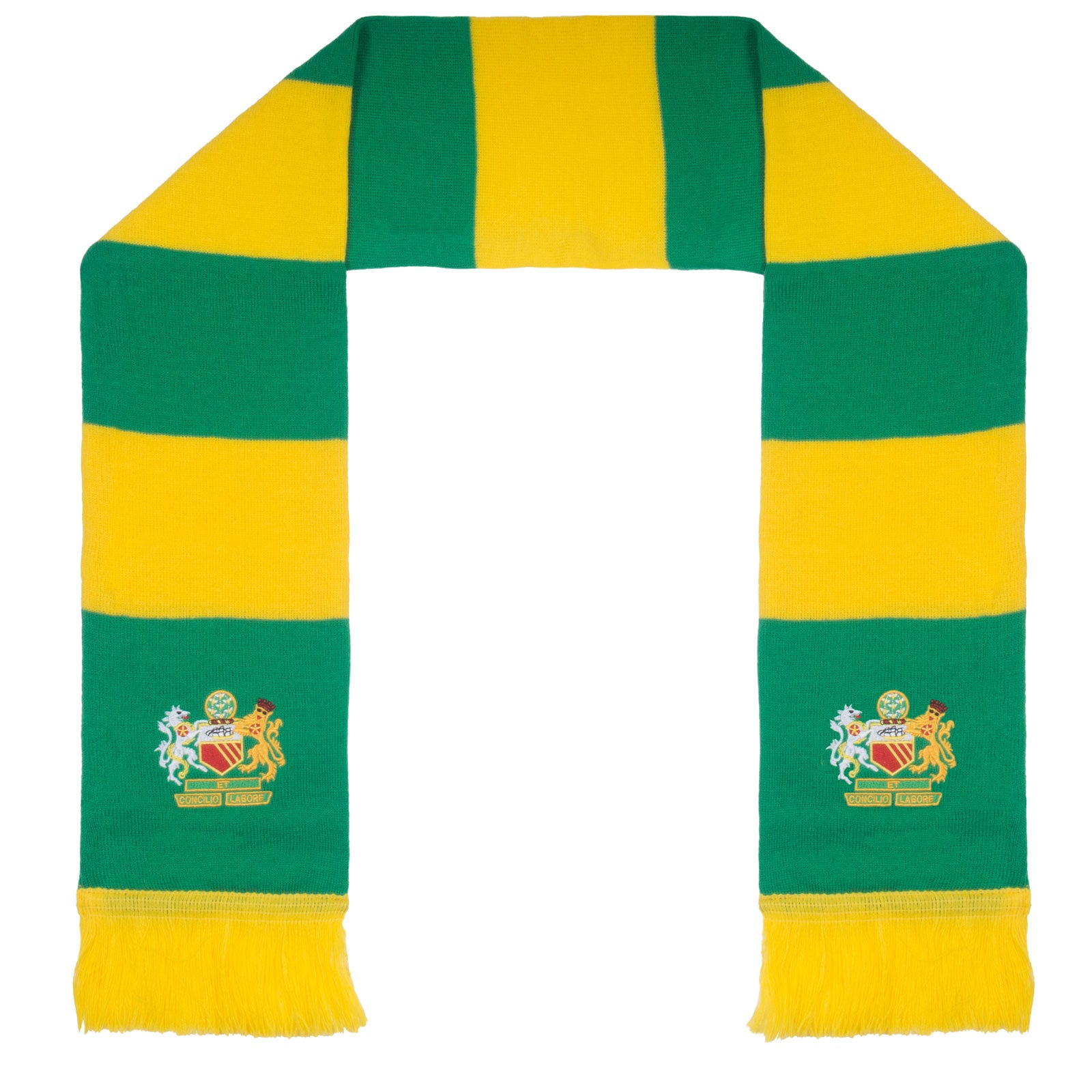 Man Utd bar scarf in Newton Heath green & yellowcolours