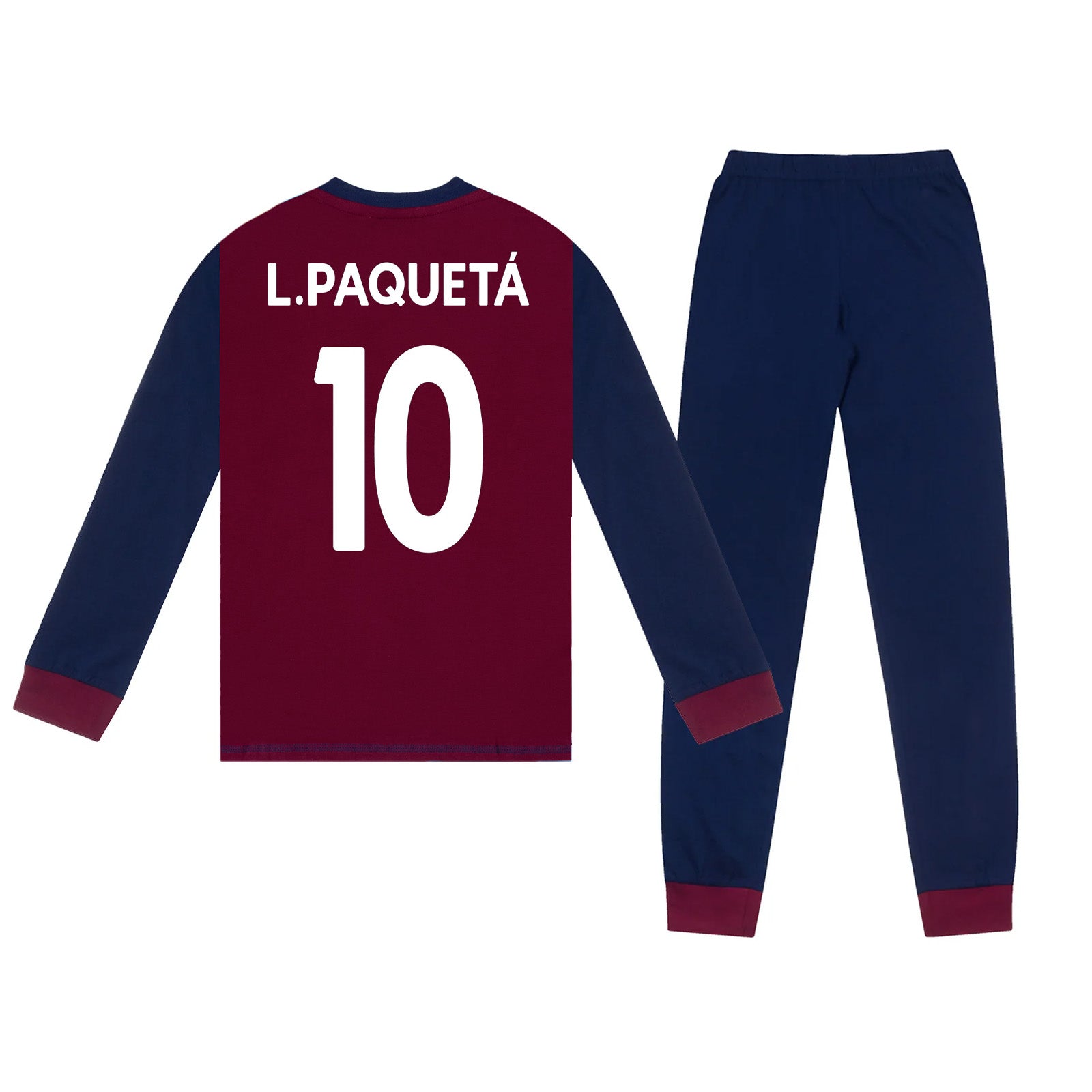 West Ham kids long pyjamas in navy blue. Long sleeved top with graphic and long bottoms