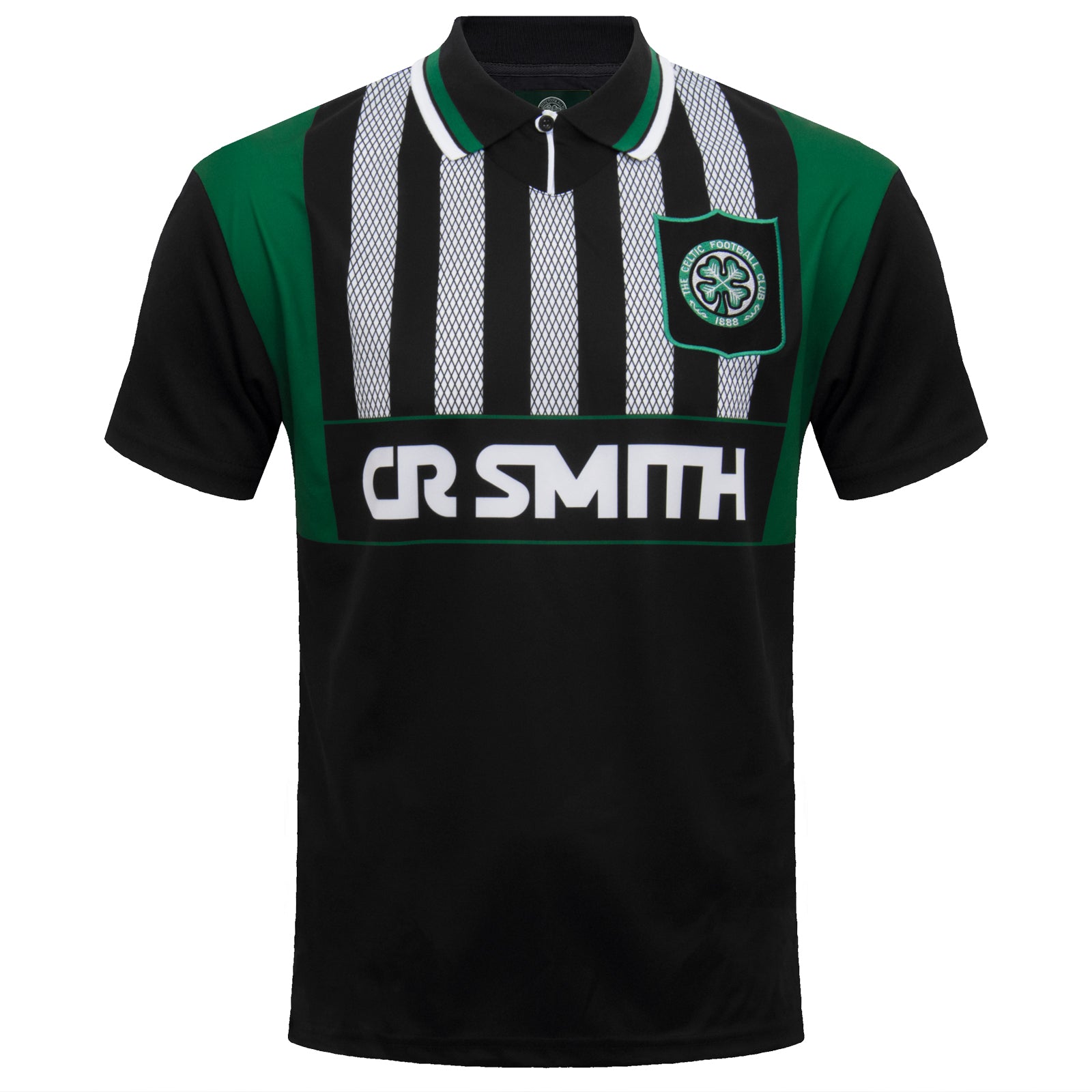 Celtic retro football shirt. Replica 1994/96 away shirt in black with club crest and sponsor print to front