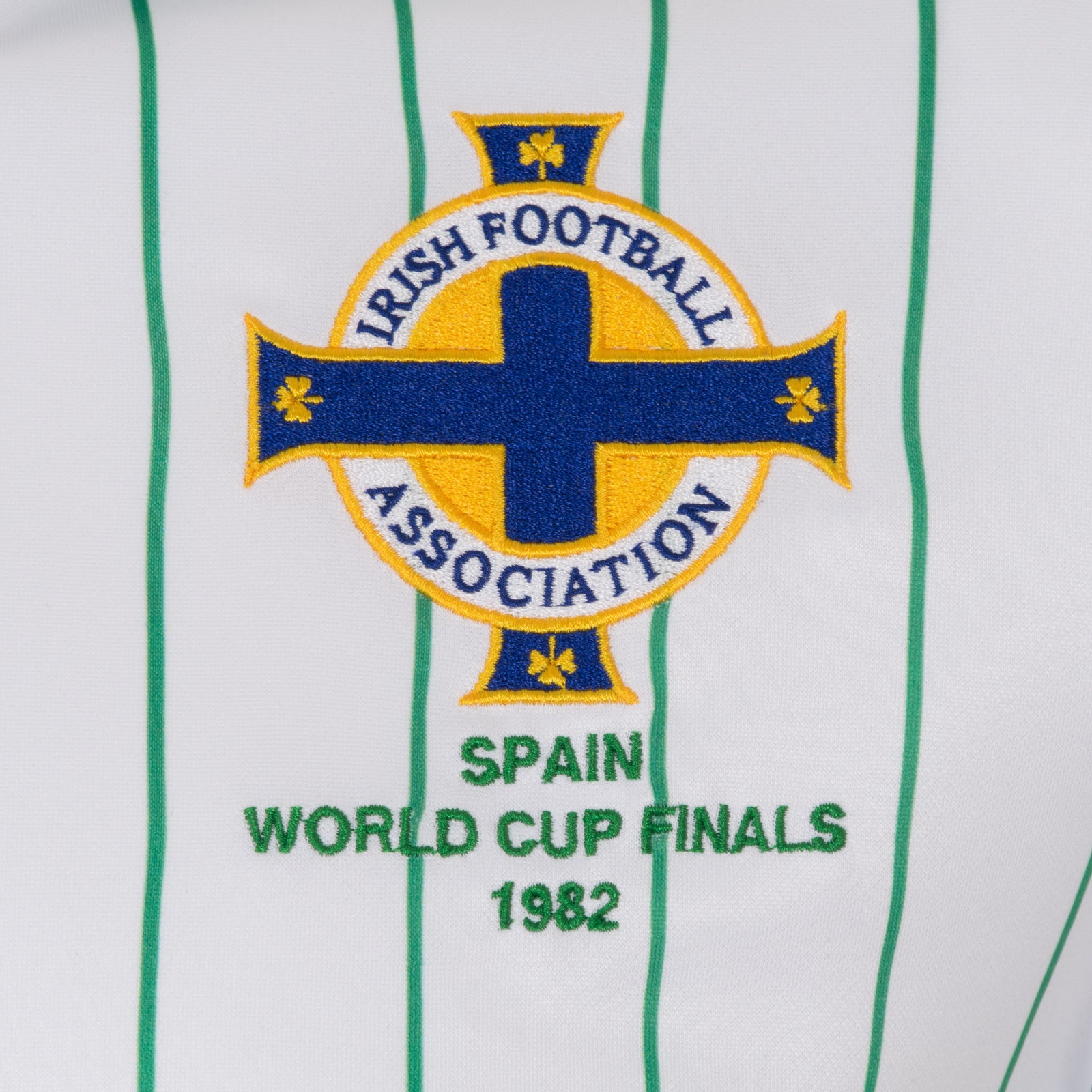 Northern Ireland retro World Cup Finals 1982 football shirt. Replica shirt in white with crest & text to chest