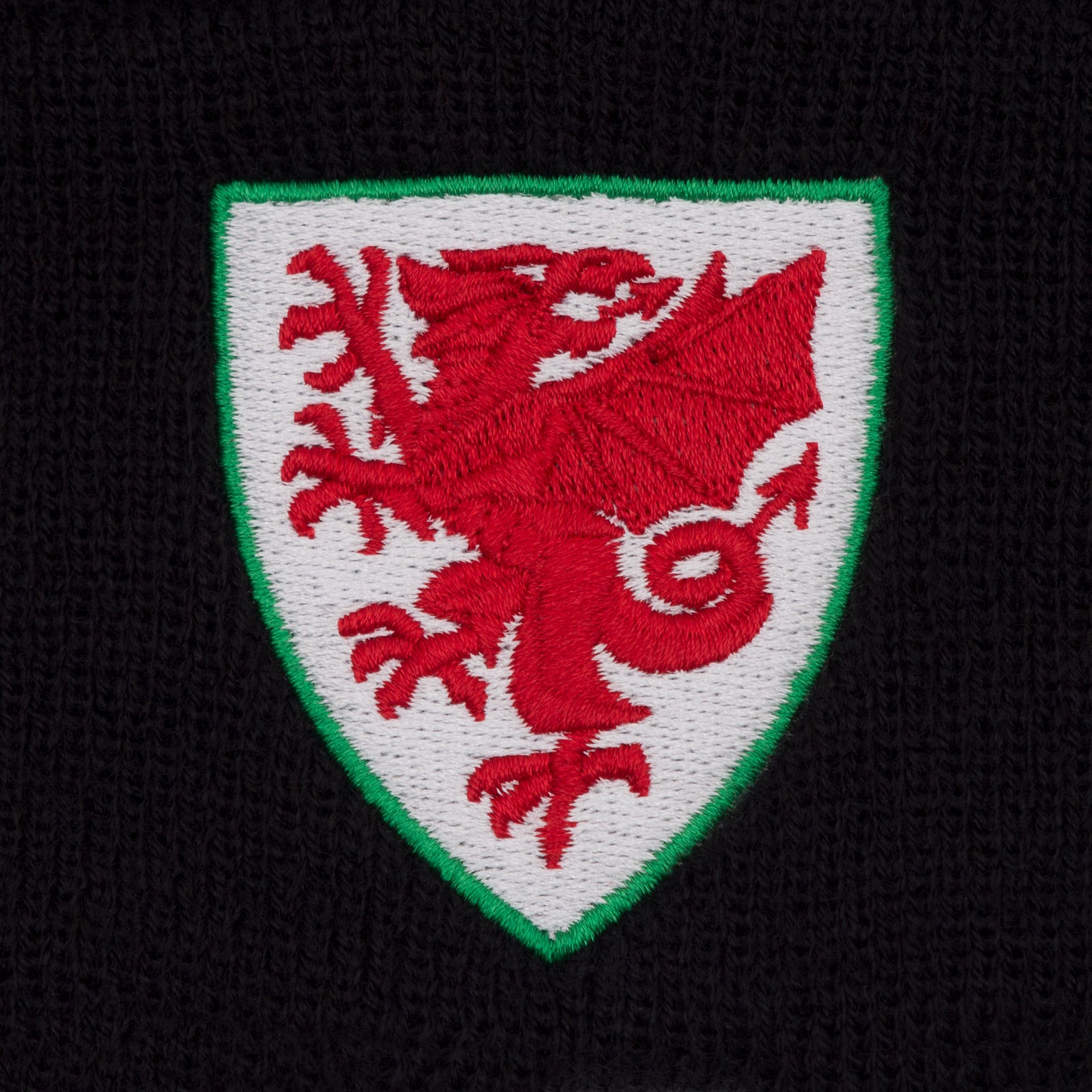 Wales football retro bobble hat in black with Wales FA crest