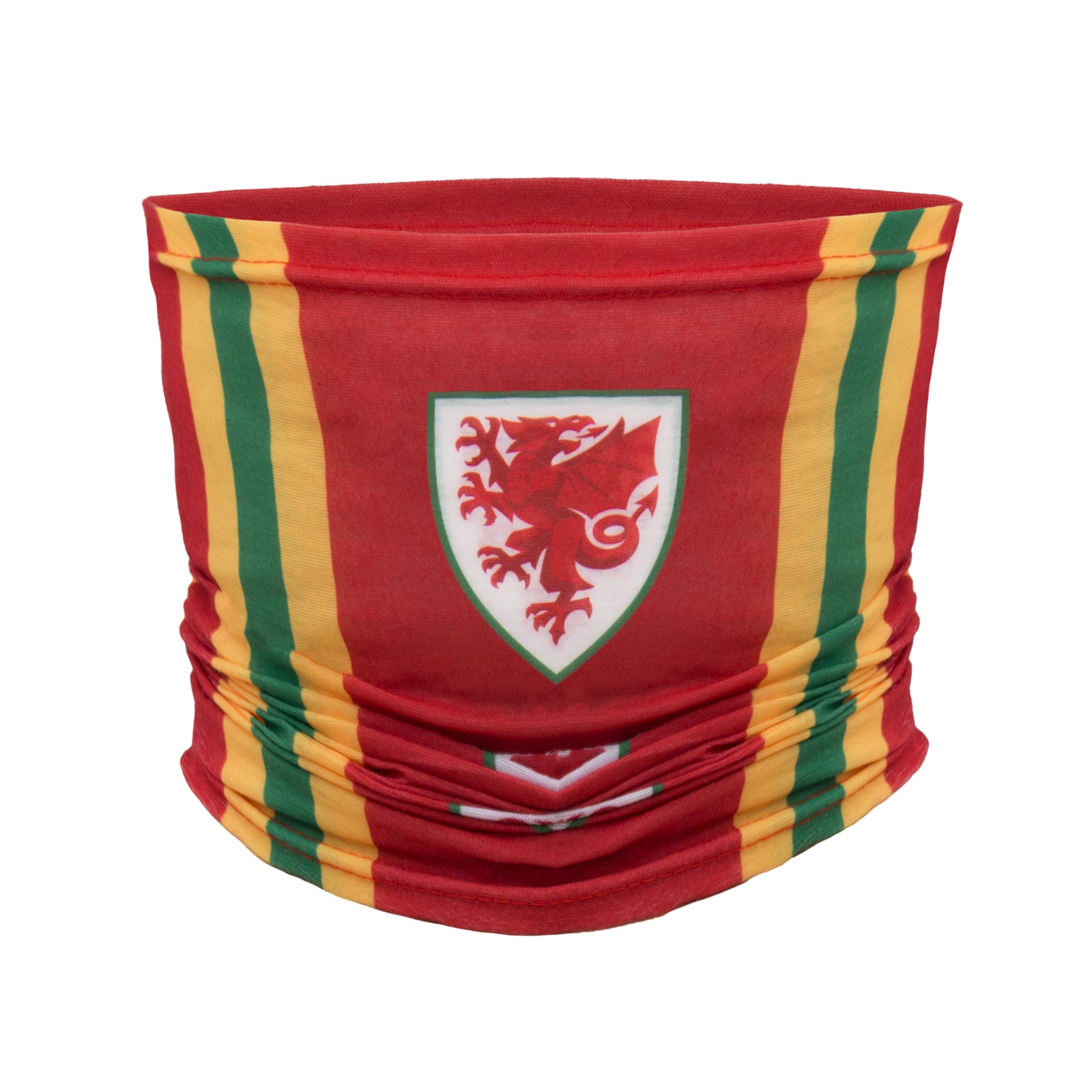 Wales FA snood in retro football bar scarf design in red, yellow & green