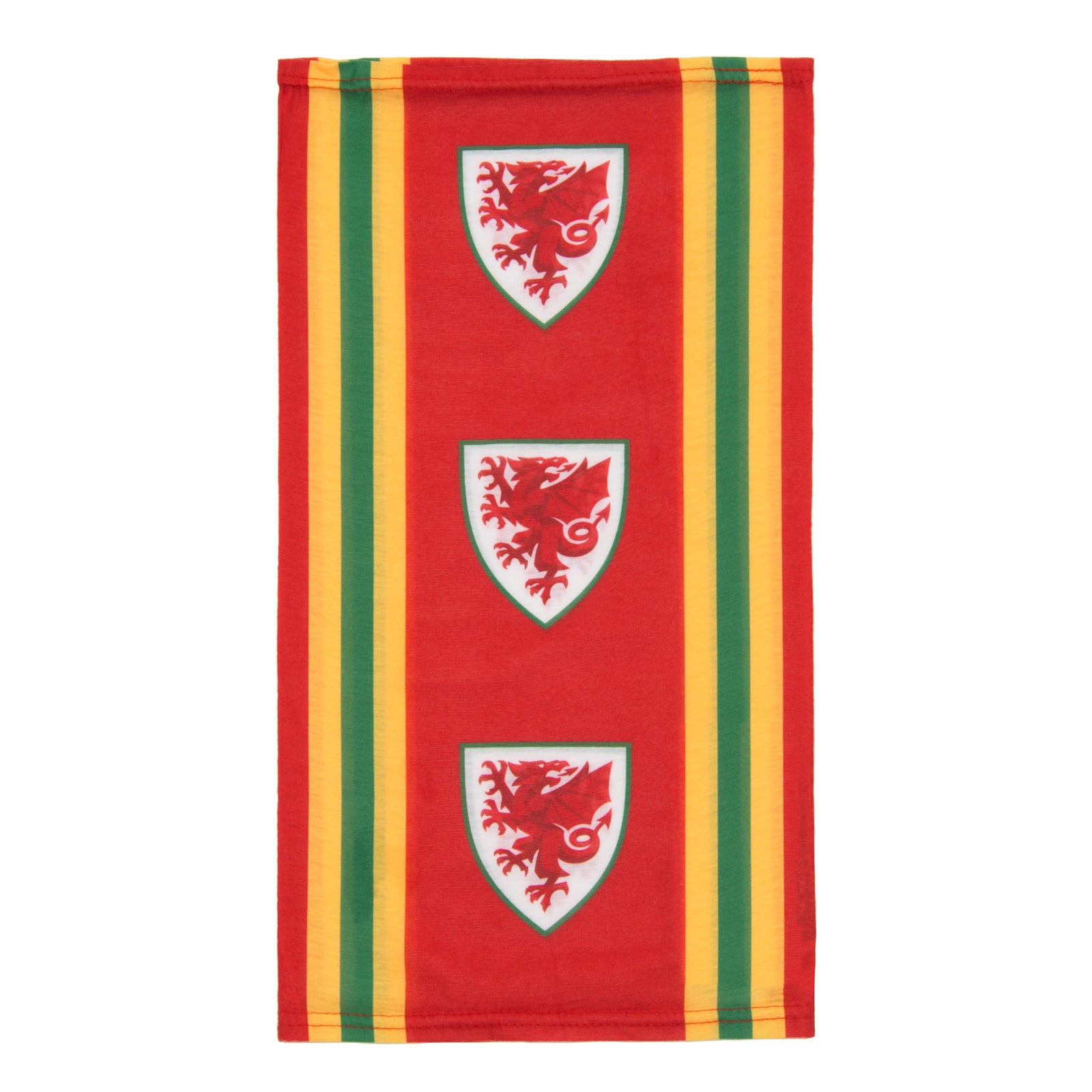 Wales FA snood in retro football bar scarf design in red, yellow & green