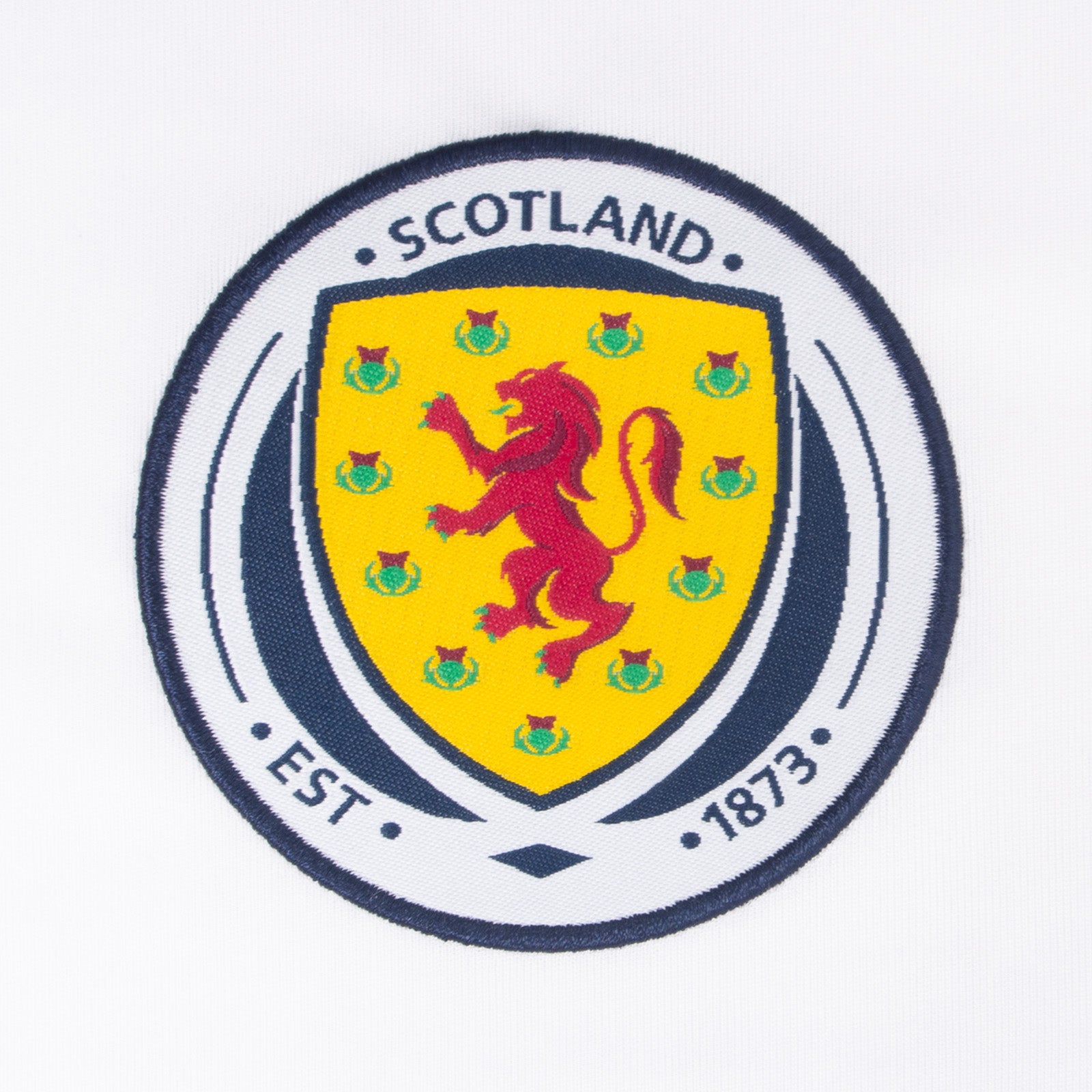 Scotland FA kids polyester T-shirt in navy blue with woven crest to chest.