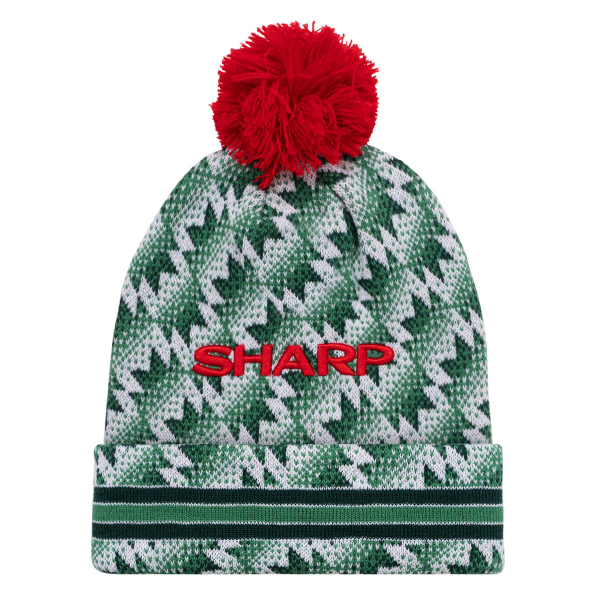 Man United bobble hat in retro green 1990 colours