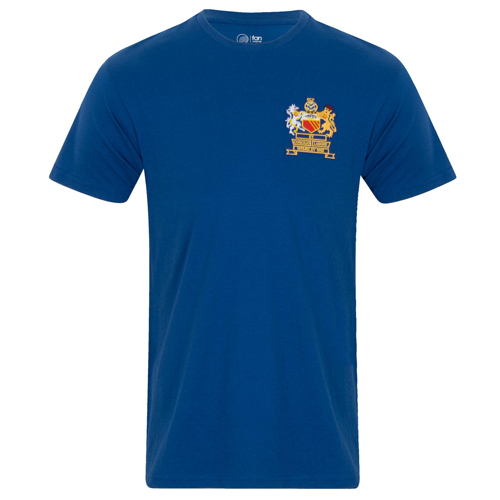 Man Utd T-shirt for men in blue featuring Manchester 68 crest to front