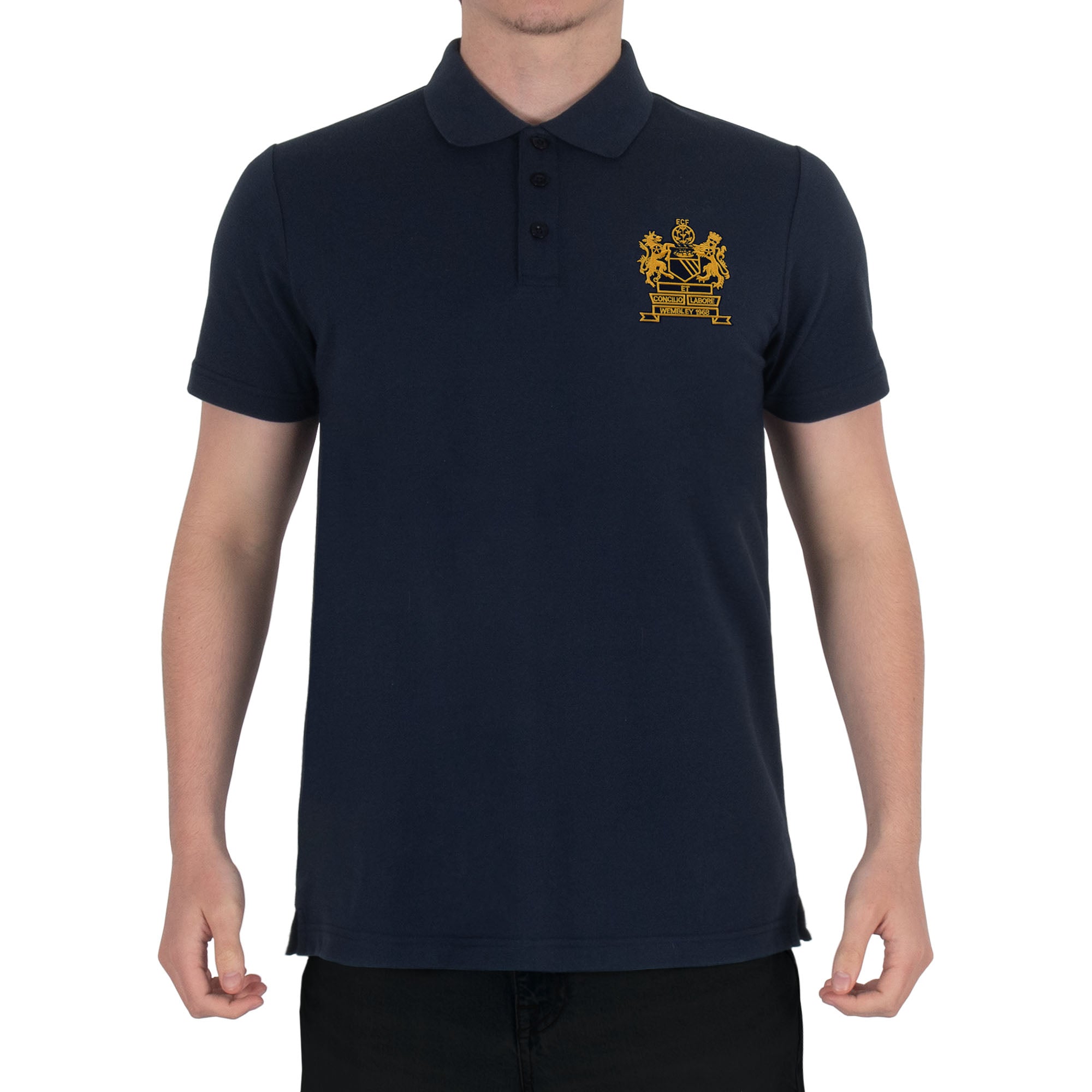 United retro polo shirt in navy with 1968 Wembley crest