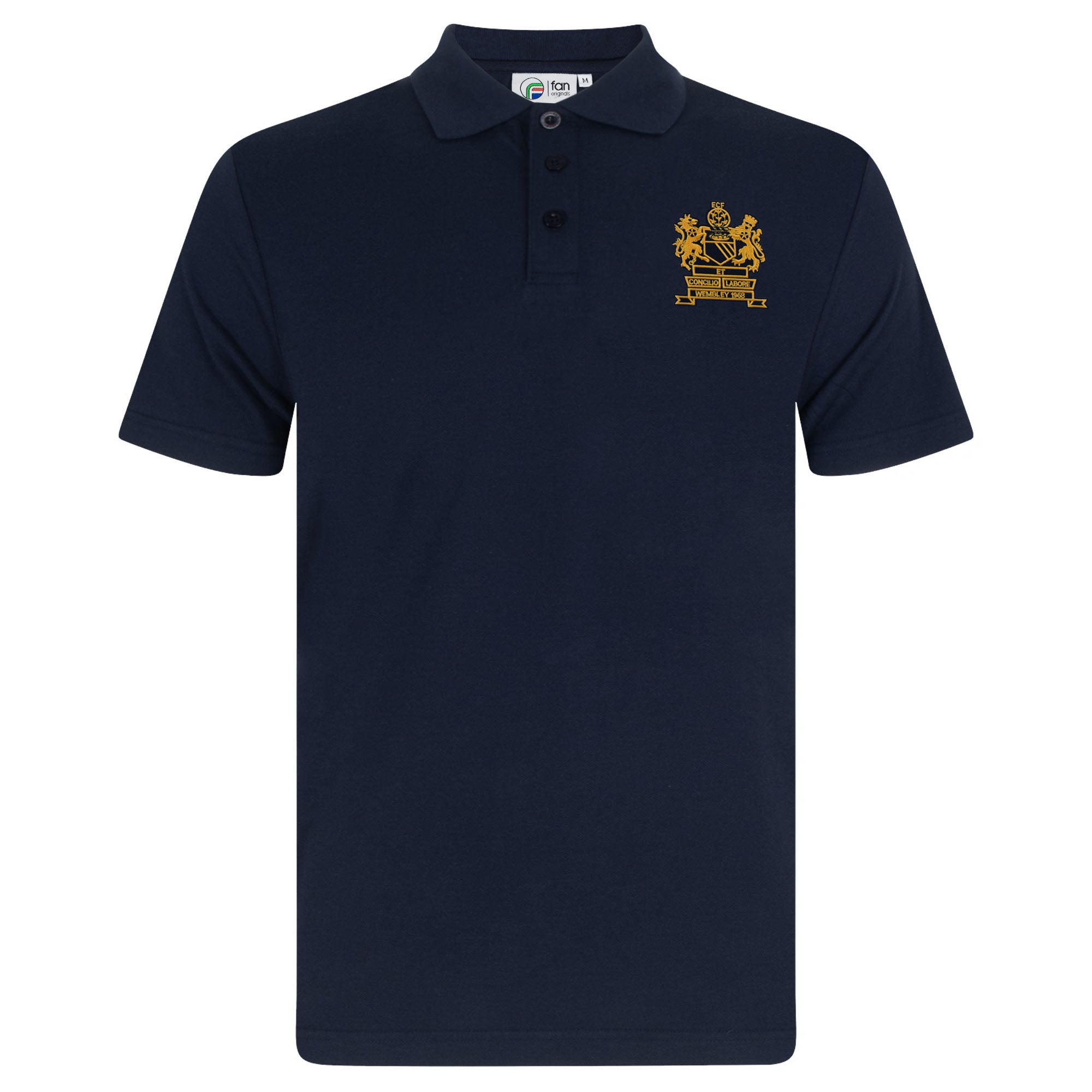 United retro polo shirt in navy with 1968 Wembley crest