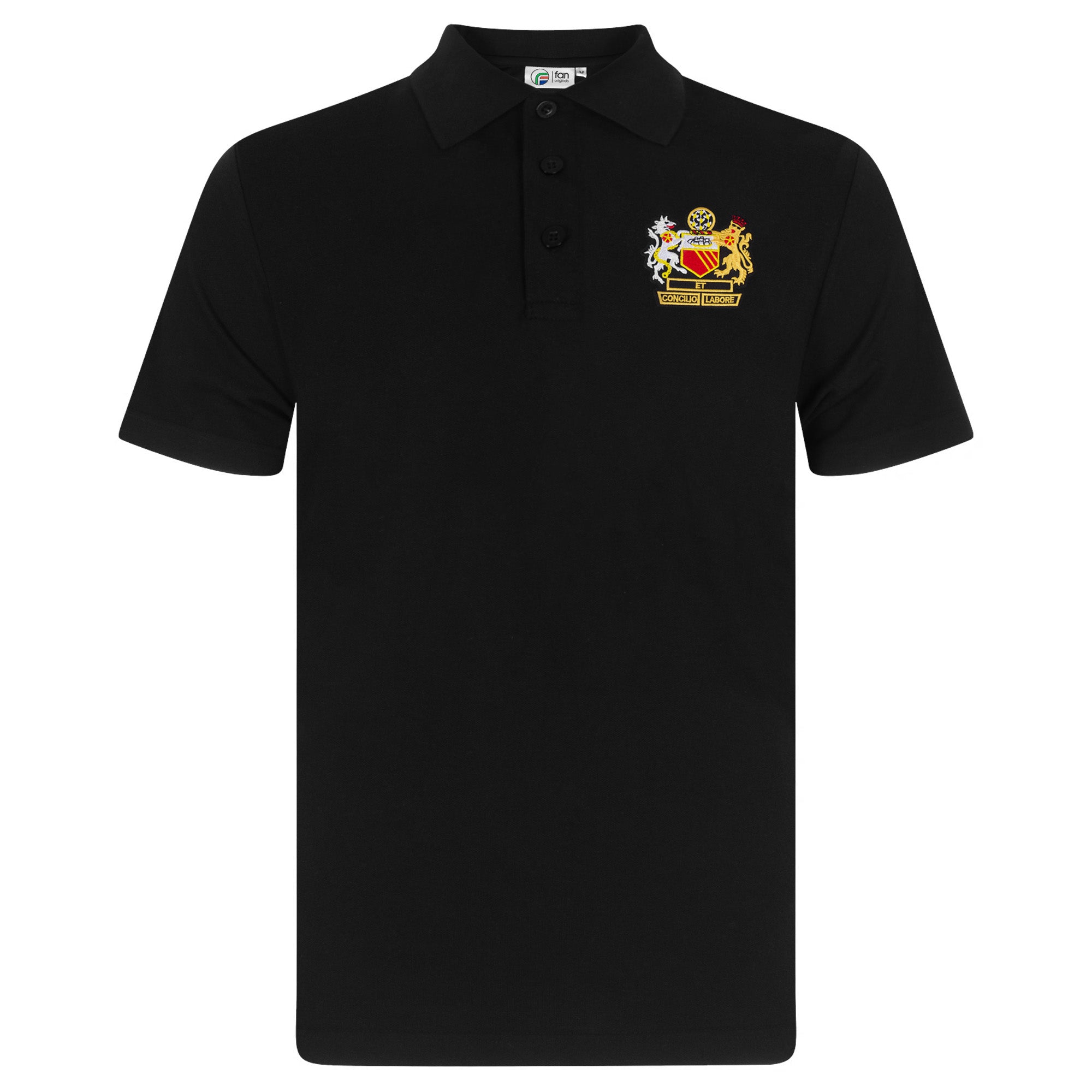 Man United retro polo shirt in black with Manchester crest