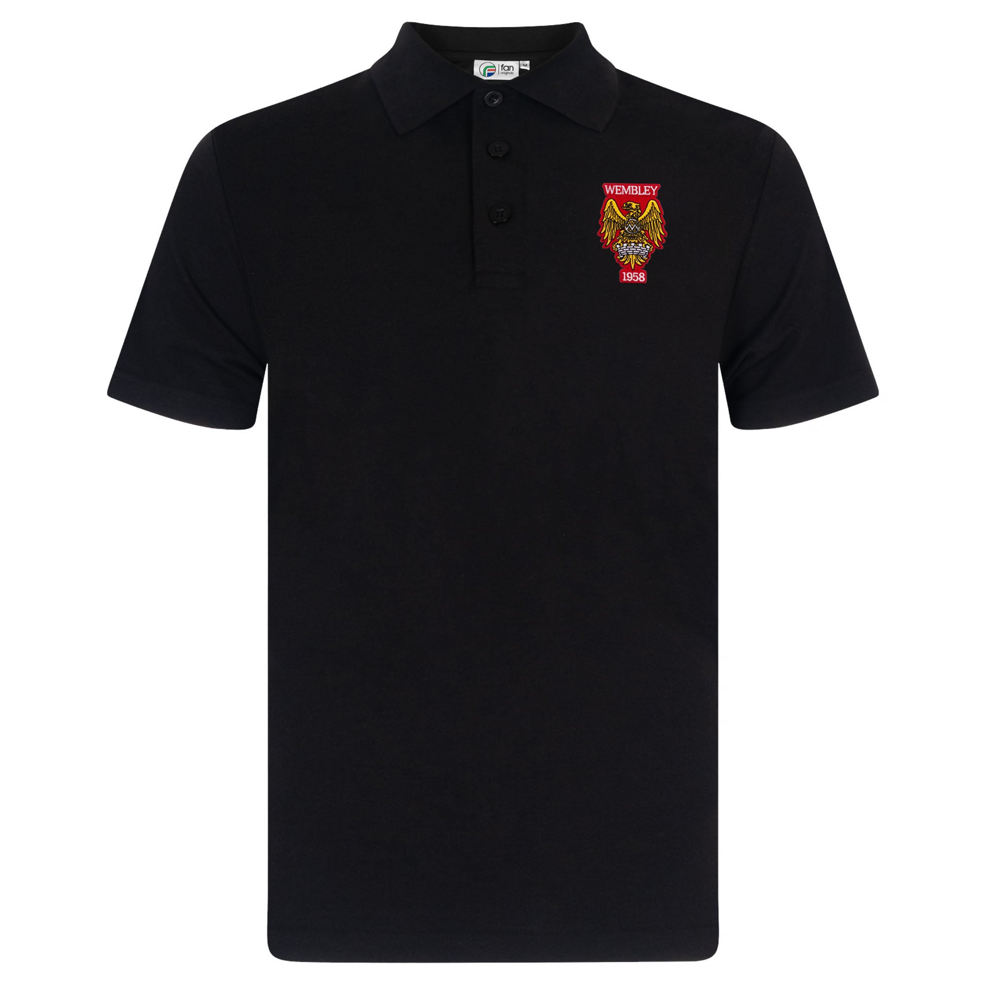 Man United retro polo shirt in black Wembley 58 colours