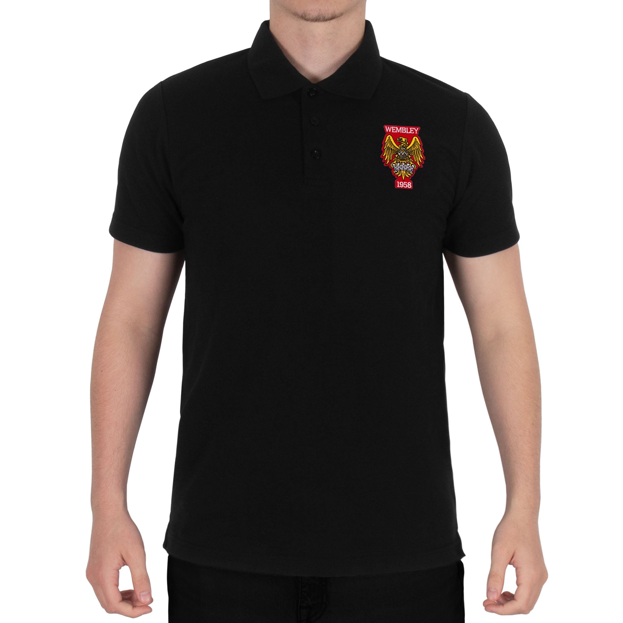 Man United retro polo shirt in black Wembley 58 colours