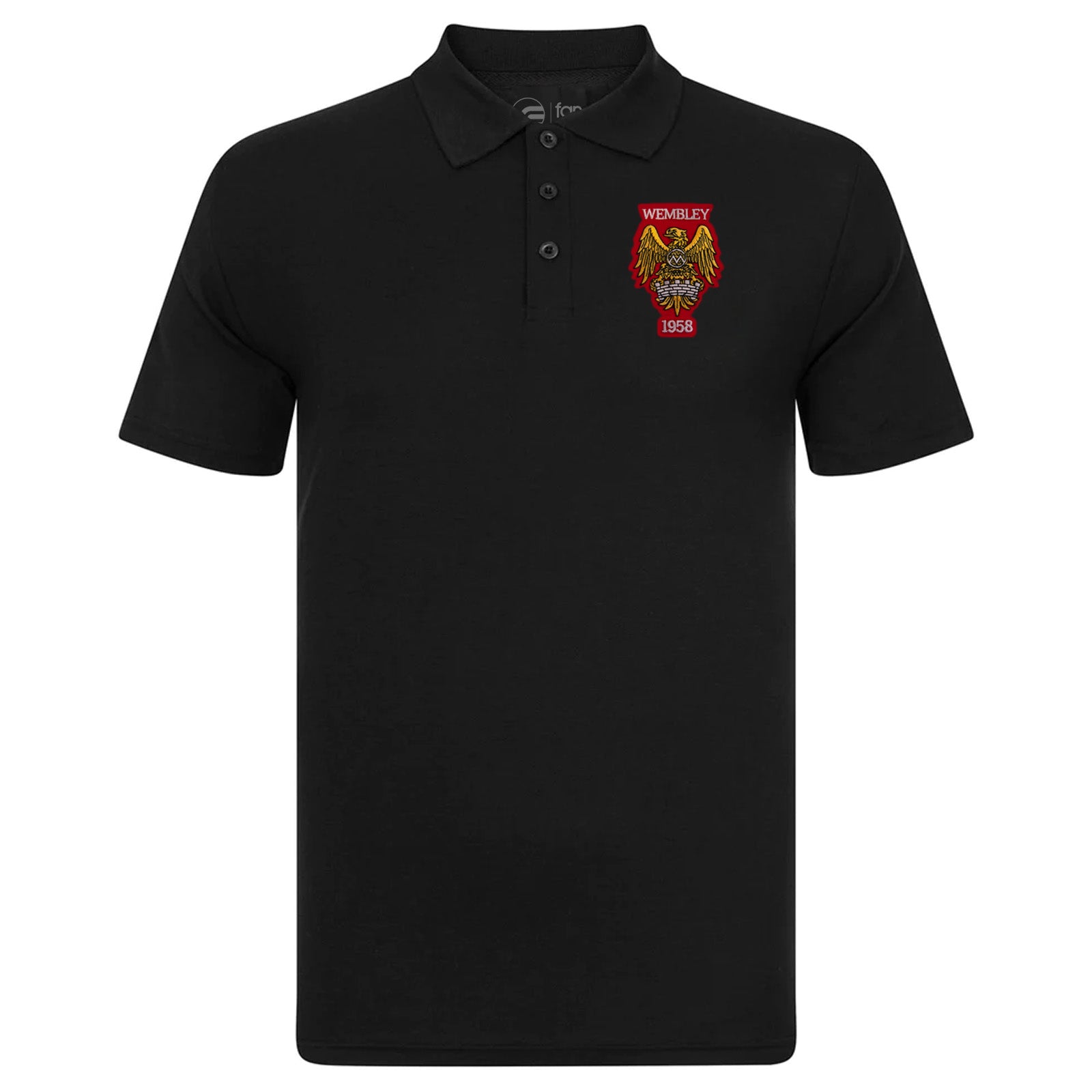 Man United retro polo shirt in black Wembley 58 colours