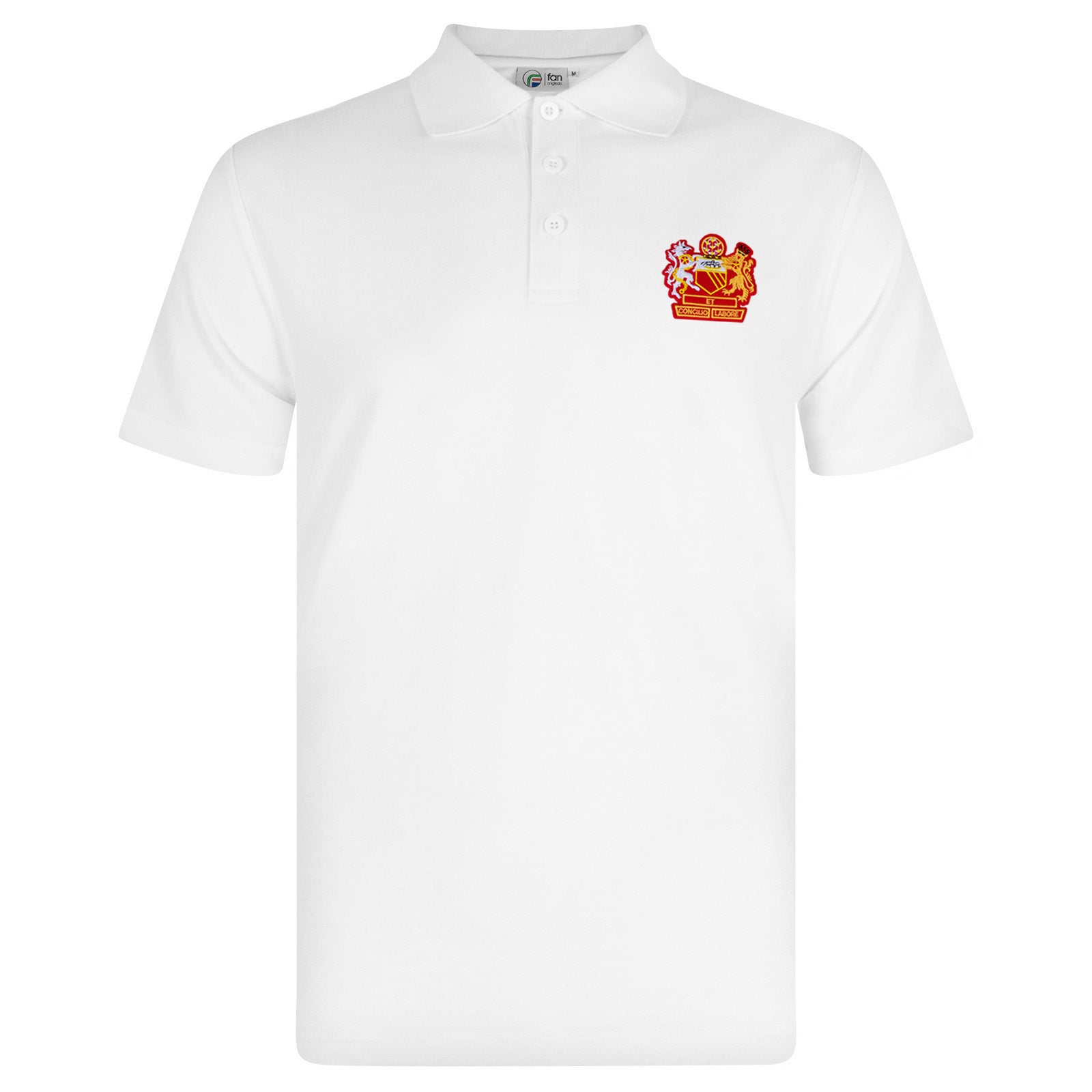 Man United retro polo shirt in white with Manchester crest