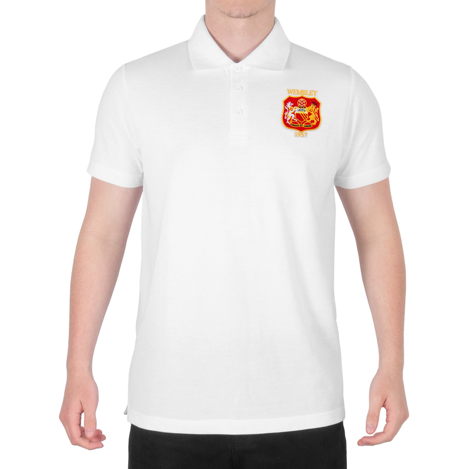 United polo shirt in white with Wembley 57 crest