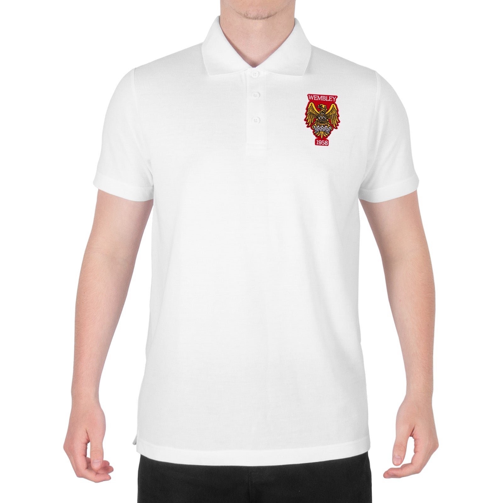 United polo shirt in white with Wembley 58 crest