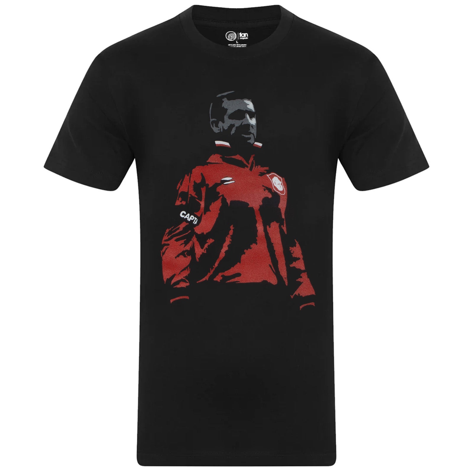 Man United adults retro T-shirt in black with Eric Cantona image