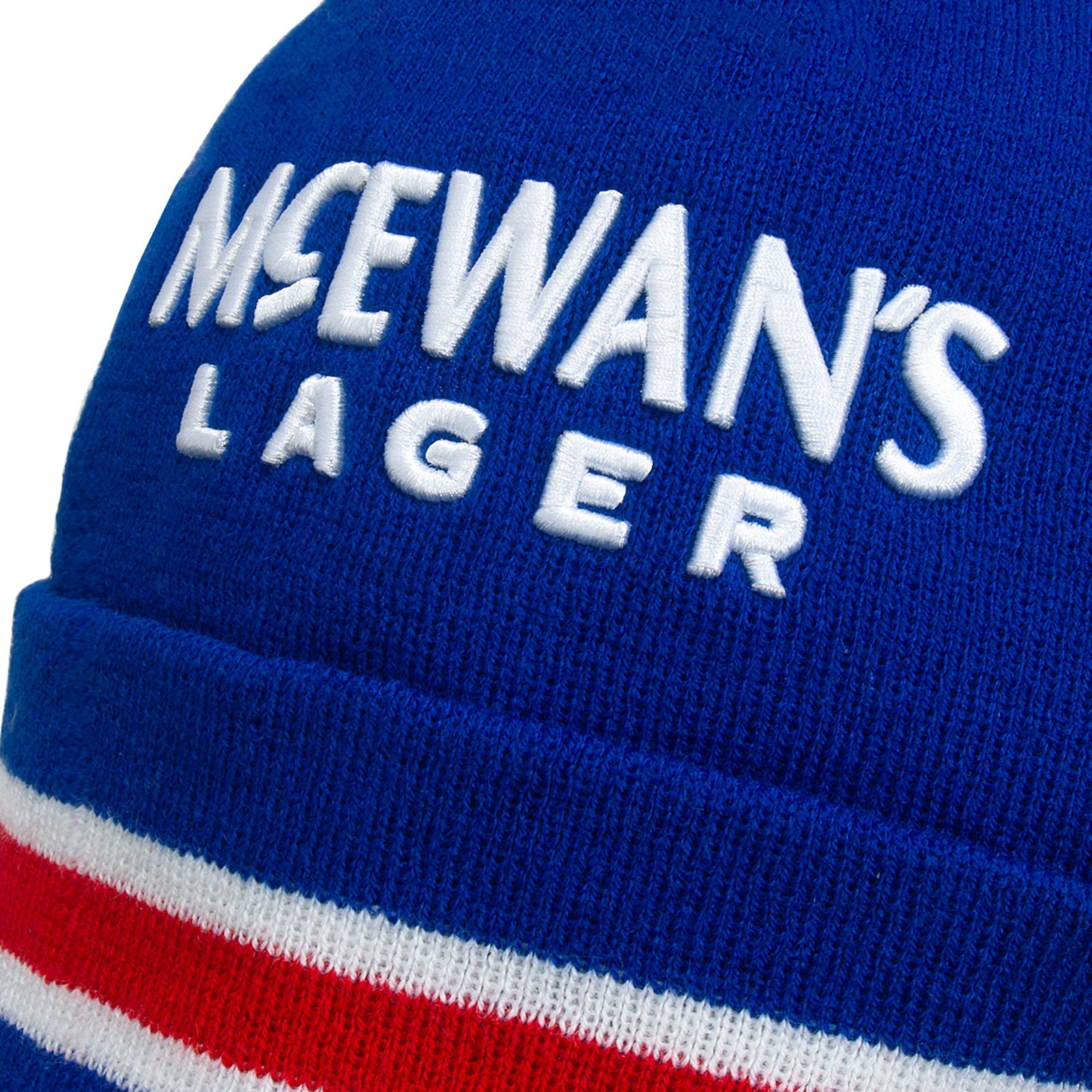 Rangers retro knitted bobble hat in blue 1996 colours