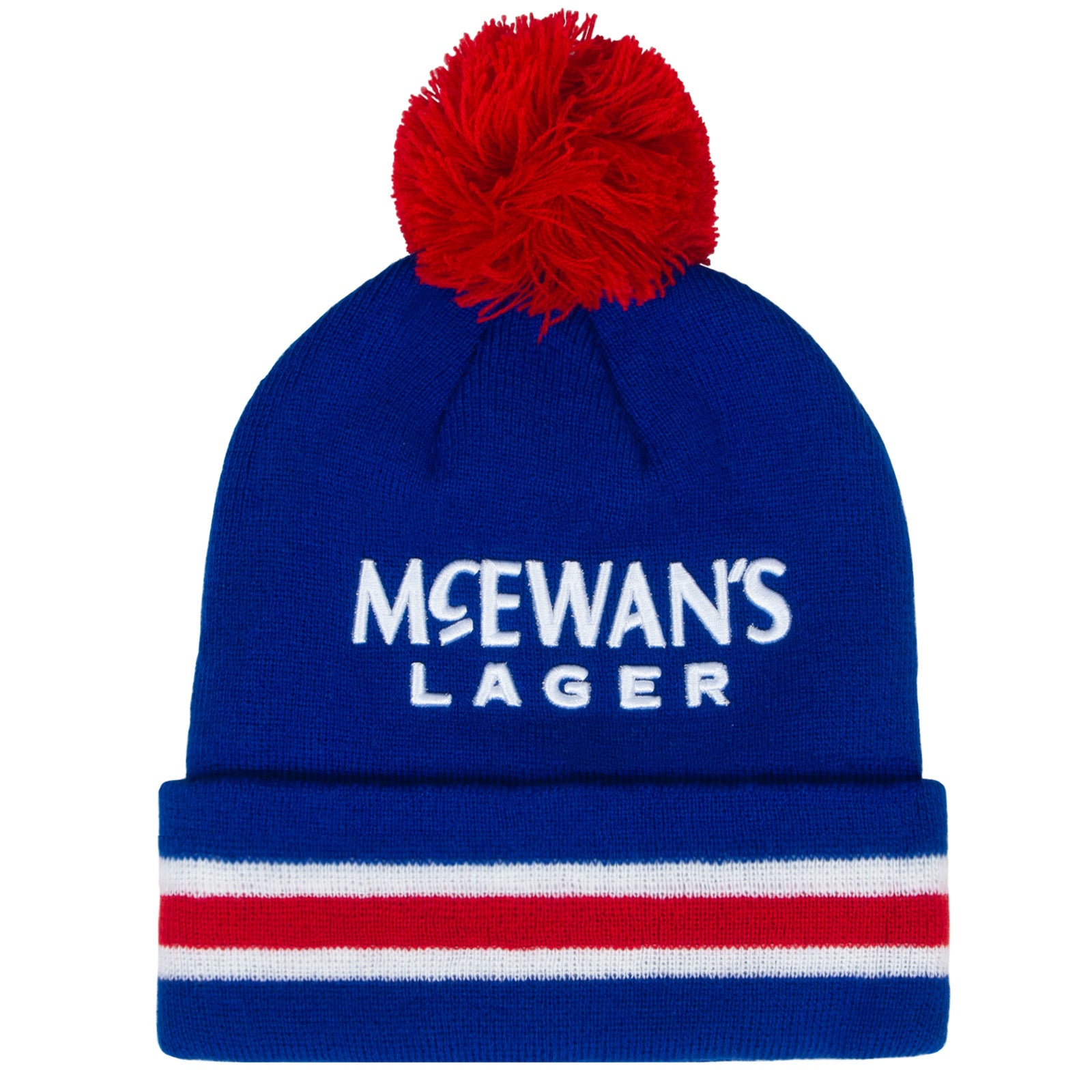 Rangers retro knitted bobble hat in blue 1996 colours