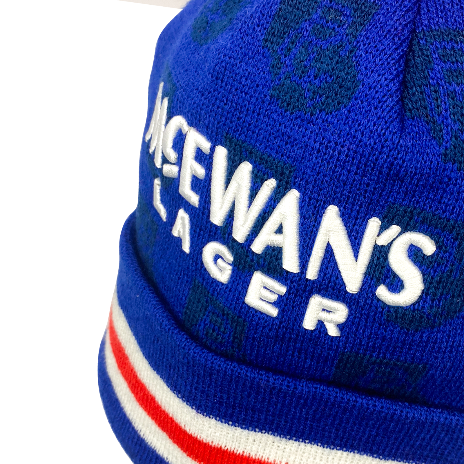 Rangers retro knitted bobble hat in blue 1996 colours
