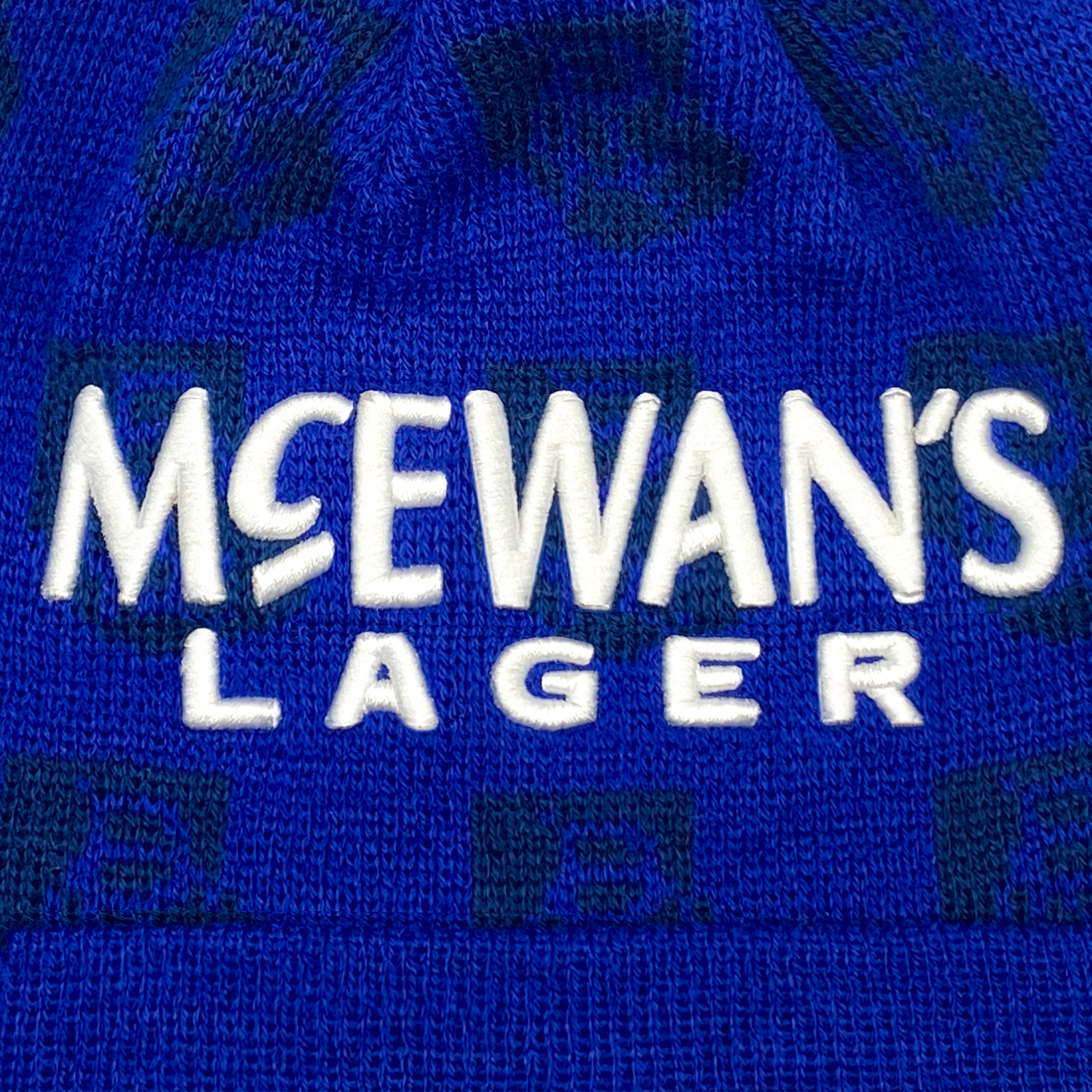 Rangers retro knitted bobble hat in blue 1996 colours
