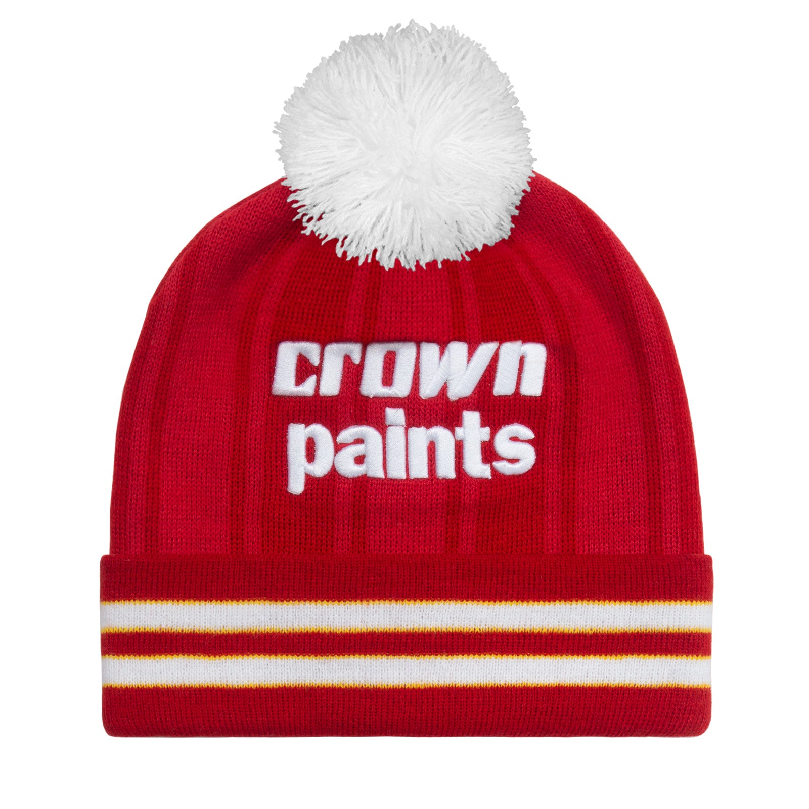 Liverpool retro knitted bobble hat in red 1986 colours