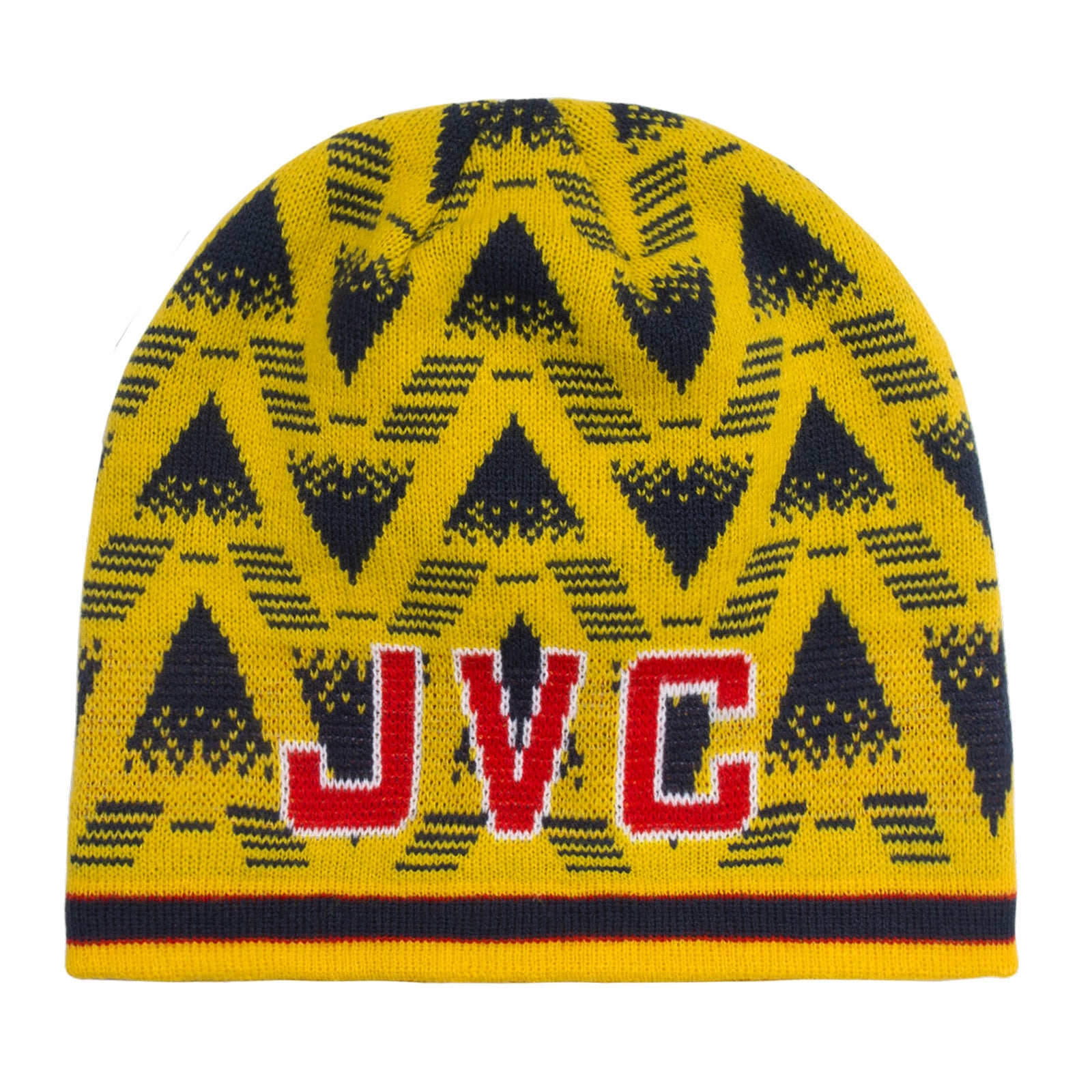 Arsenal retro knitted beanie skully hat in yellow with text to front