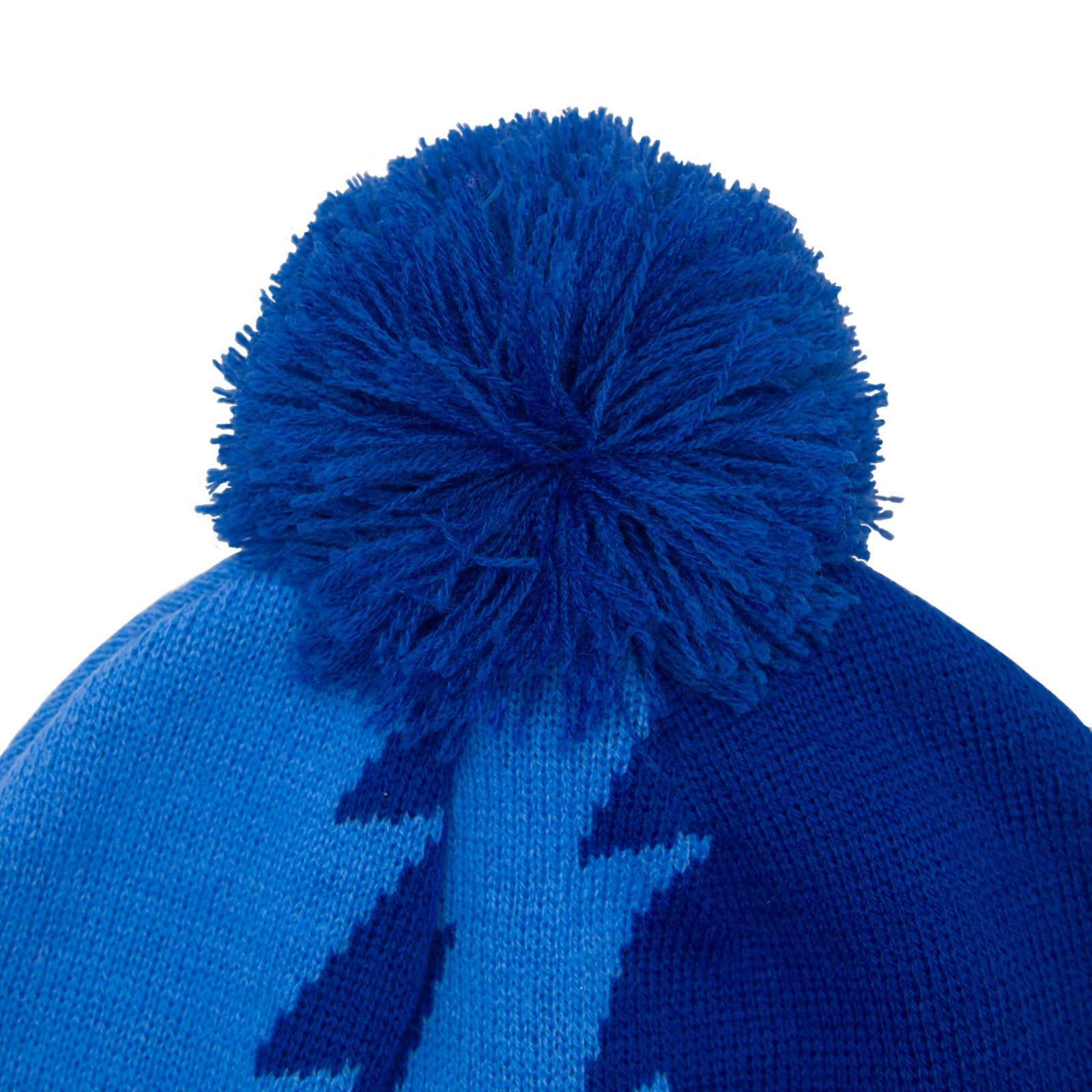 Arsenal retro knitted bobble hat in blue with text to front