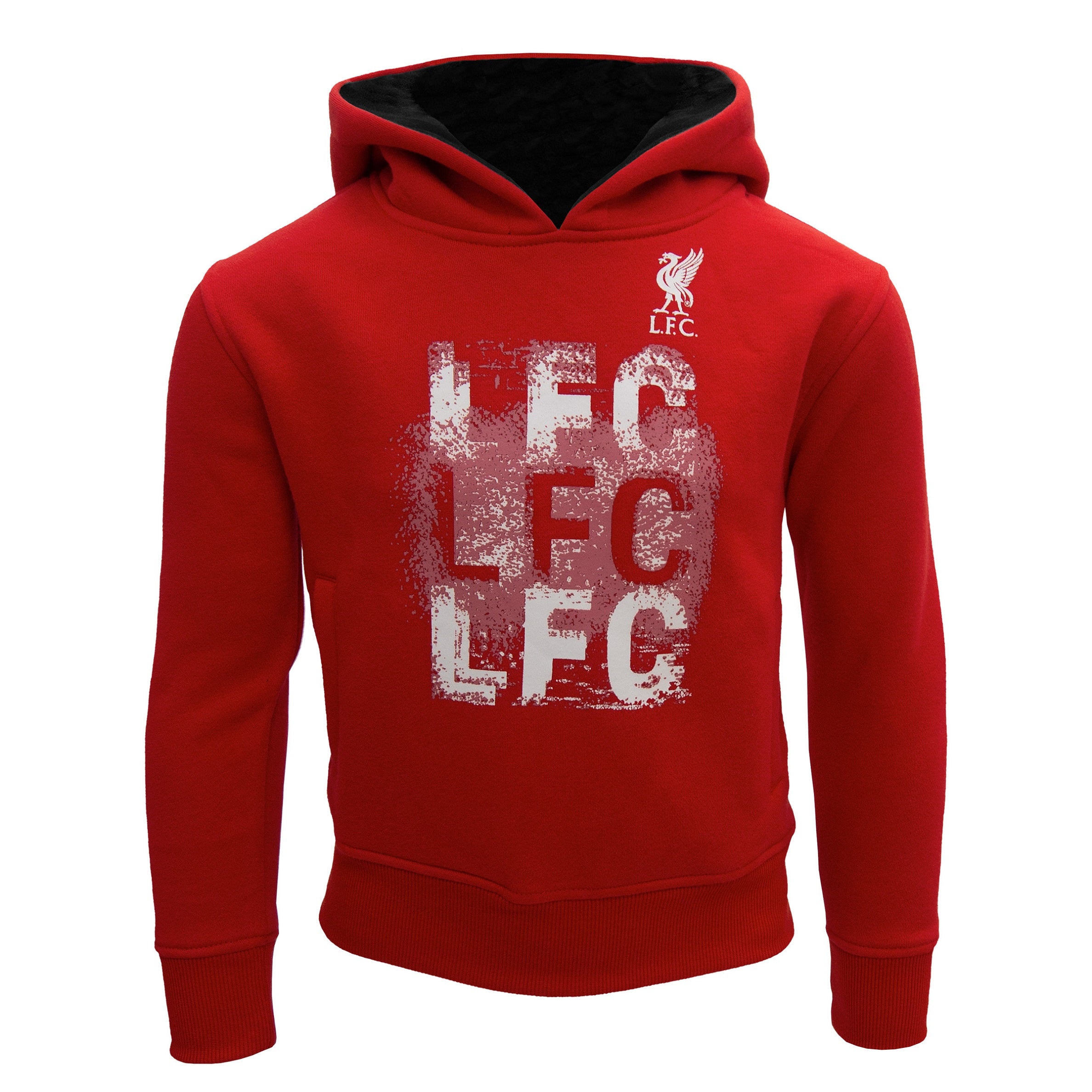 Liverpool kids hoodie in red with large LFC & Liverbird crest print to front.