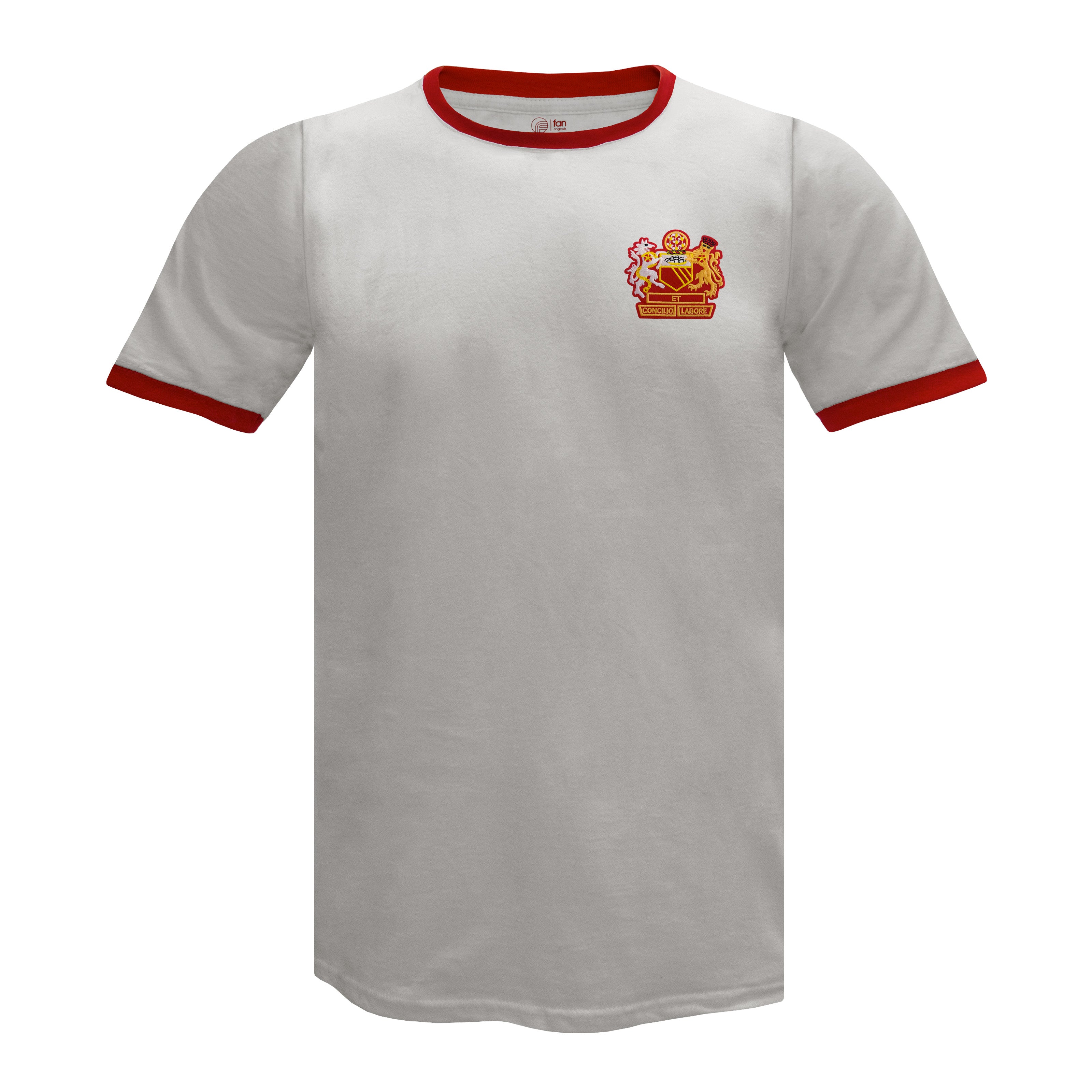 Man Utd adults retro T-shirt in white featuring Manchester crest