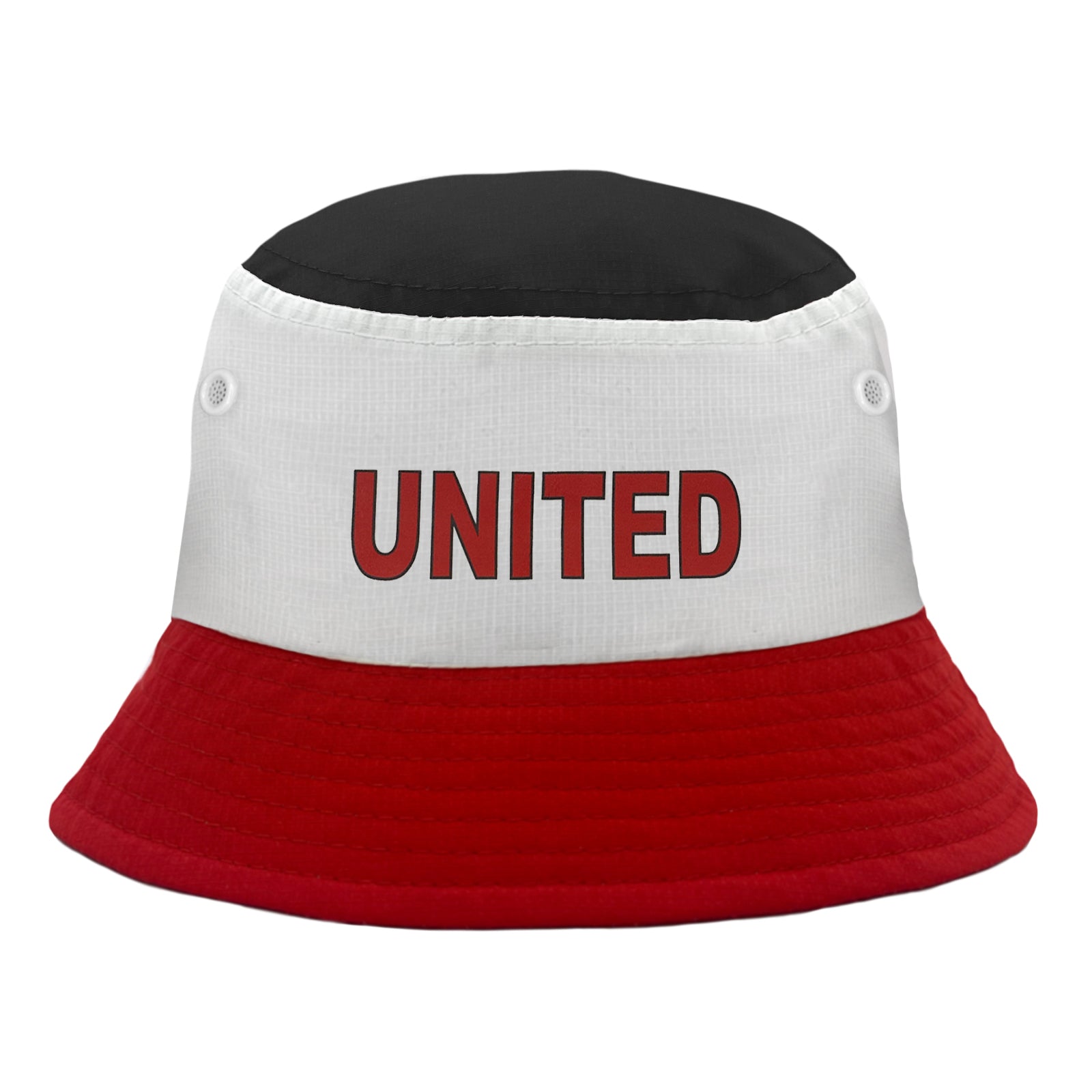 Man United bucket hat in club colours United text