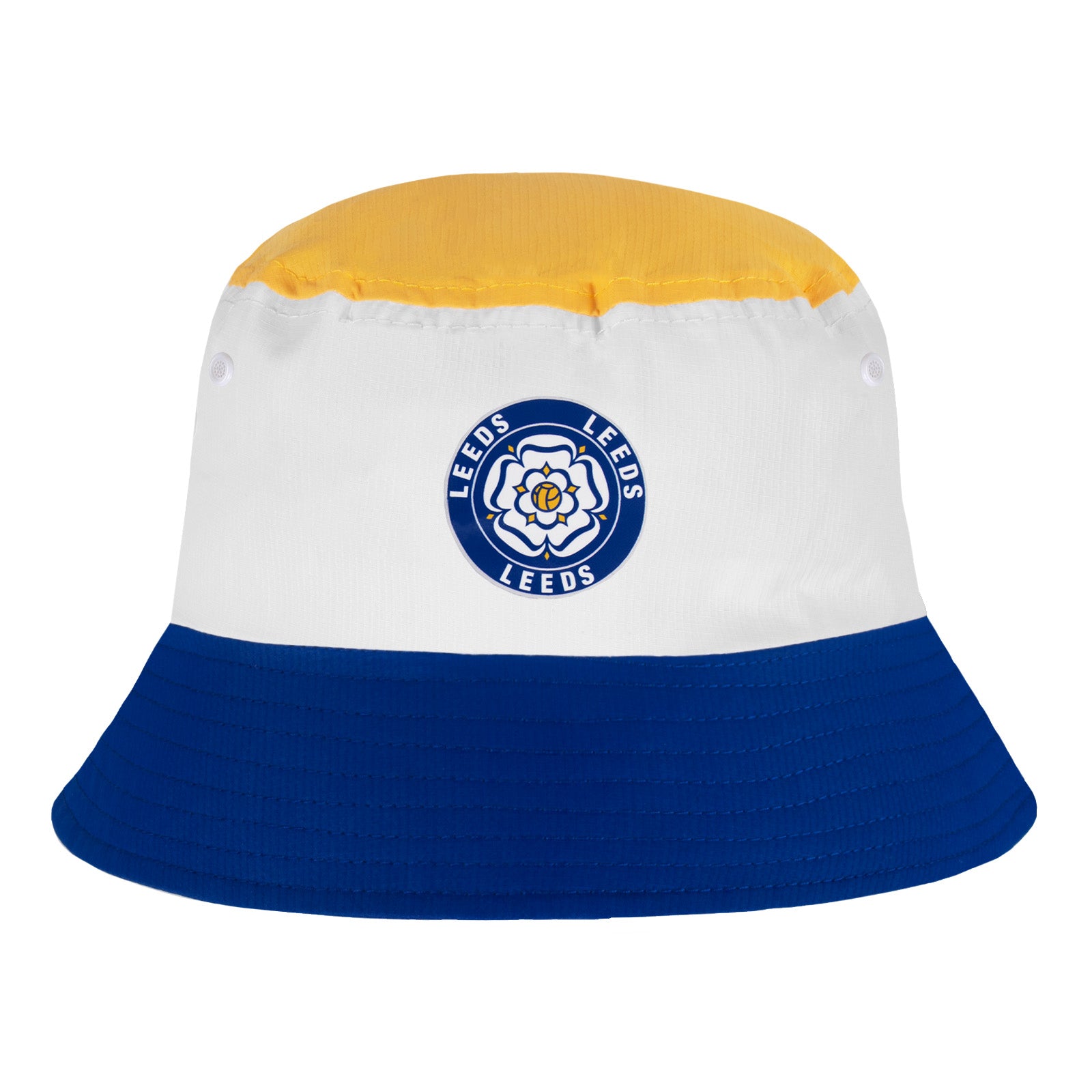 Leeds United bucket hat in white, blue and yellow