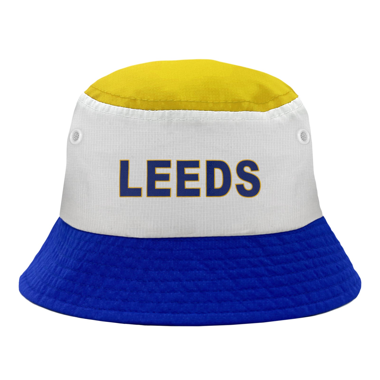 Leeds United bucket hat in white, blue and yellow