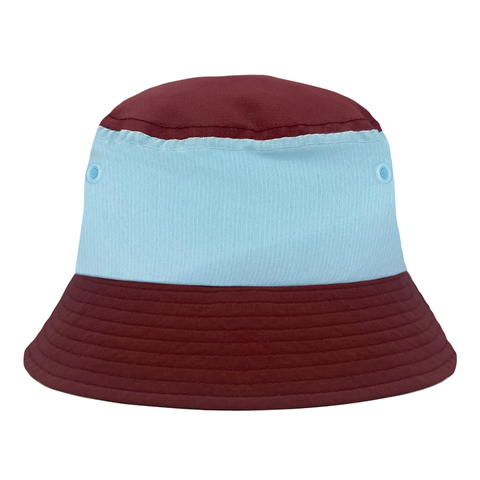 Burnley bucket hat in claret & blue with text