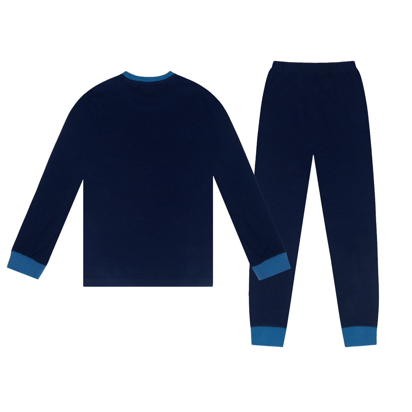 Scotland adults long pyjamas in navy blue. Long sleeved top with graphic print and long bottoms