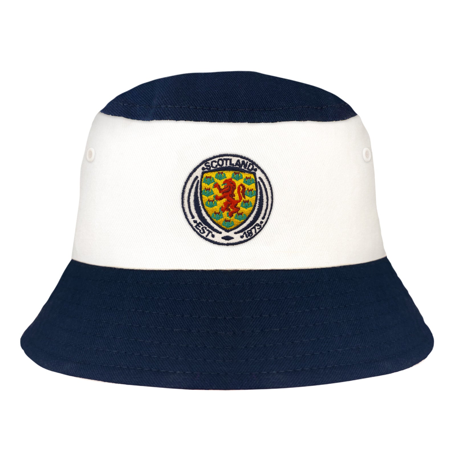 Scotland bucket hat in navy blue, red and white