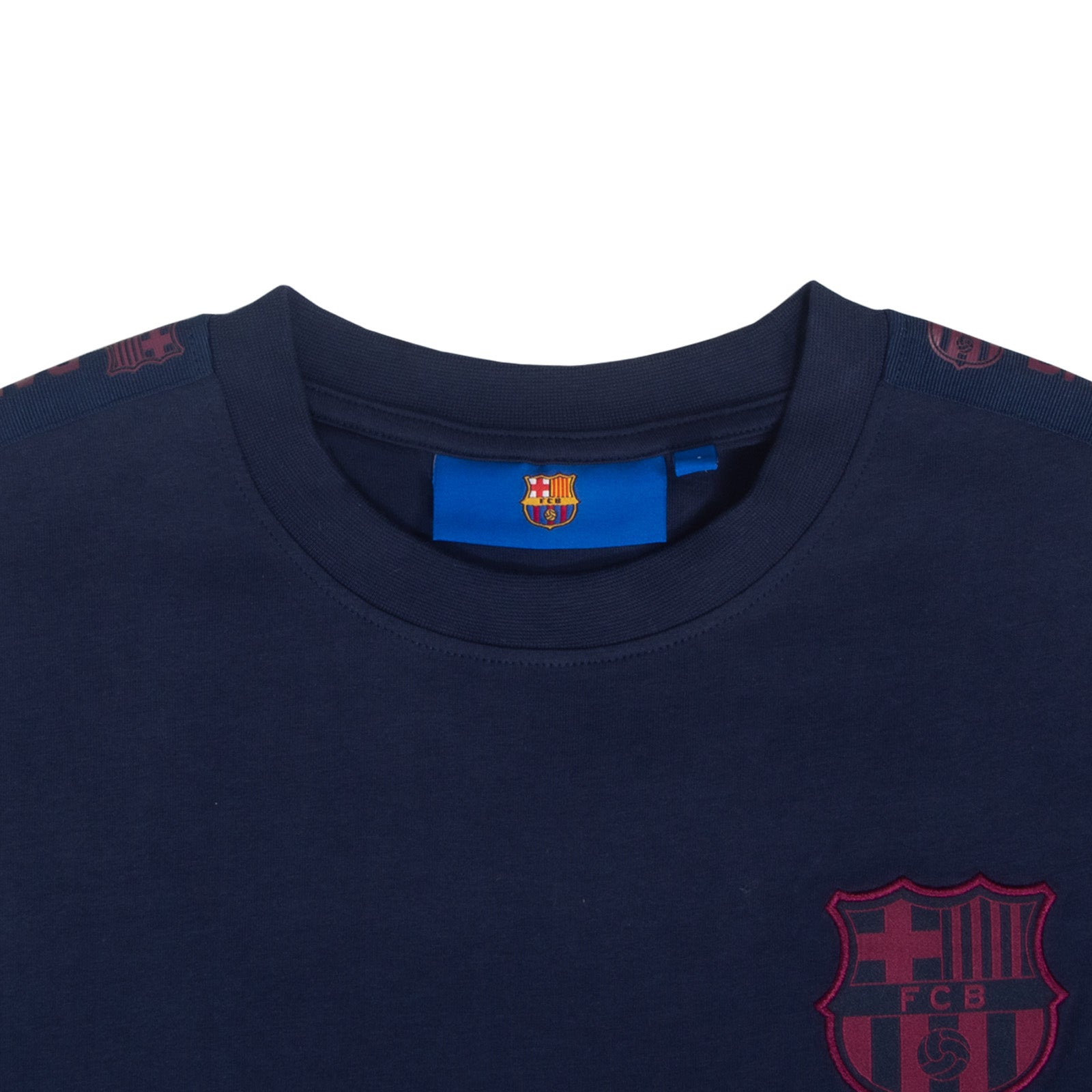 FC Barcelona kids T-shirt, short sleeves in navy blue with club crest to chest