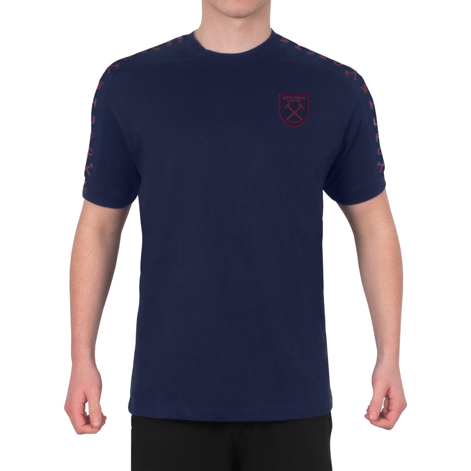 West Ham United adults T-shirt, short sleeves in navy blue with club crest to chest