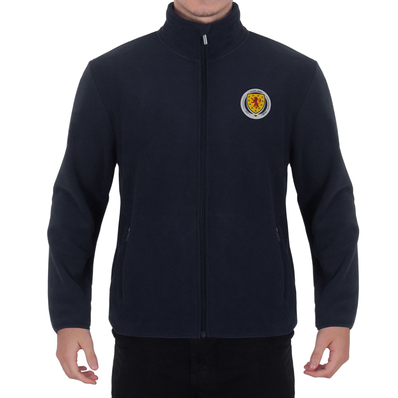 Scotland adults microfleece jacket in navy with a woven club crest to chest.
