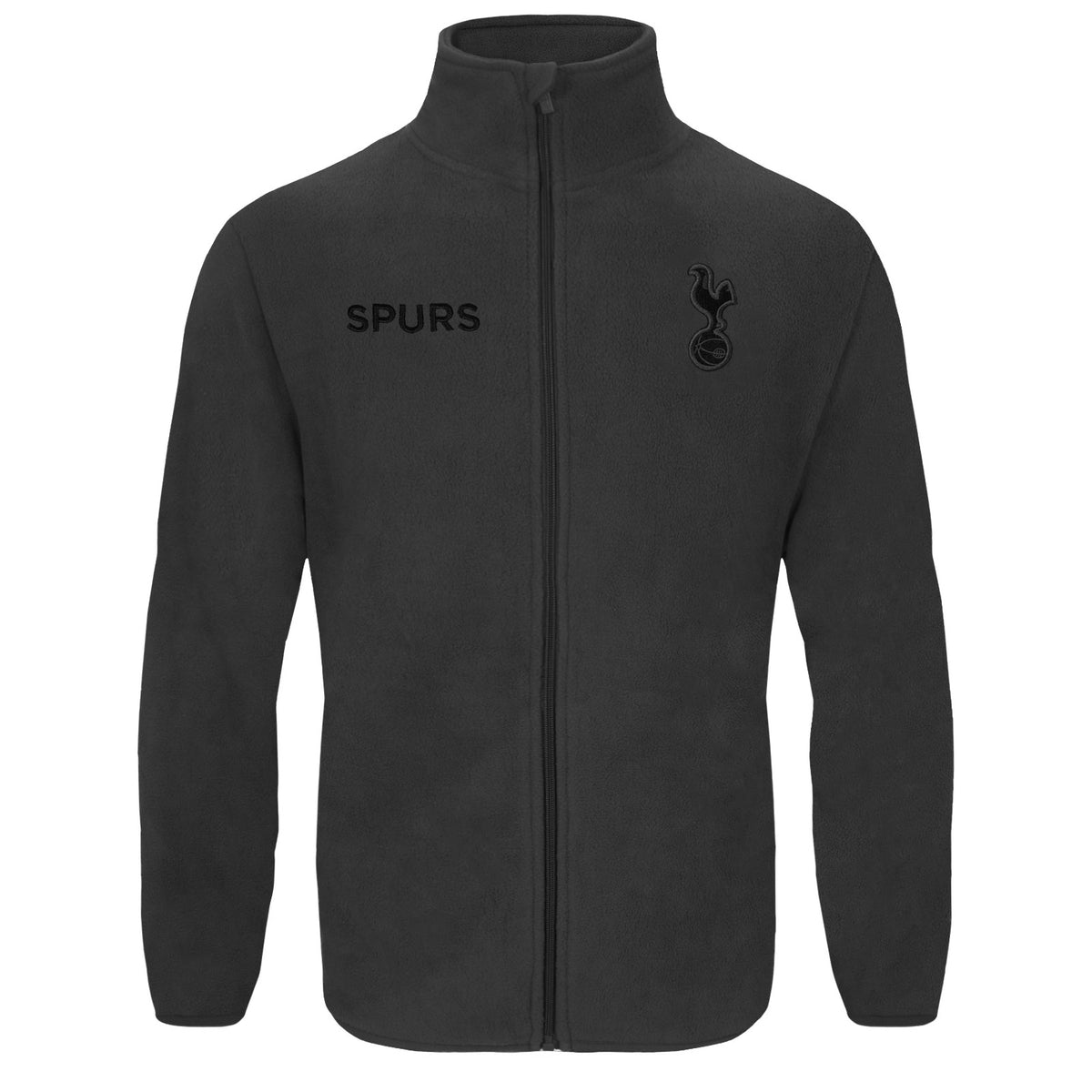 Tottenham Hotspur adults microfleece jacket in grey with a woven club crest to chest.