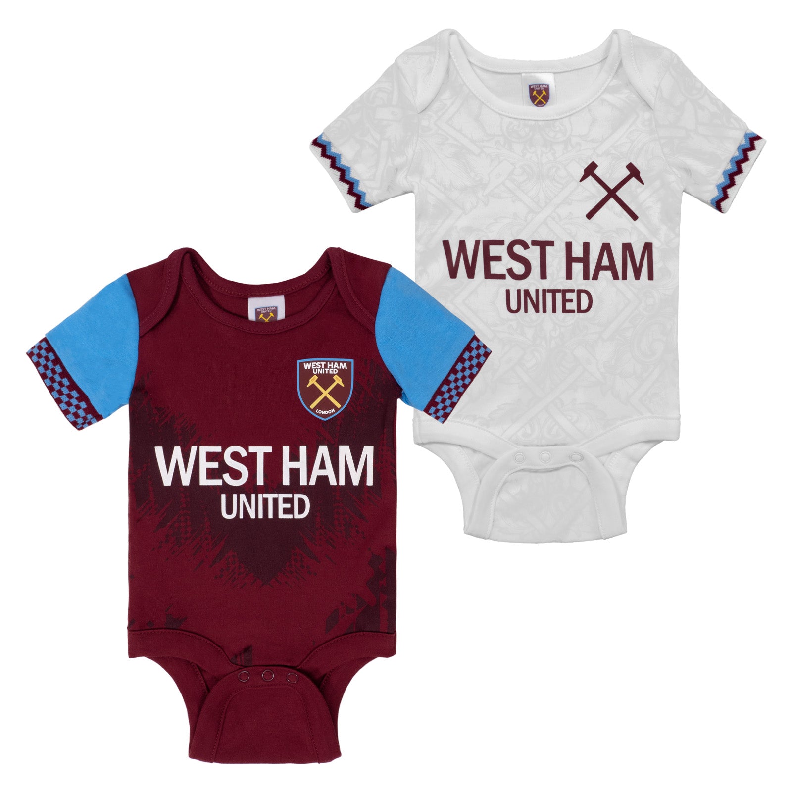 West Ham United FC baby 2pk bodysuit in claret & ecru
