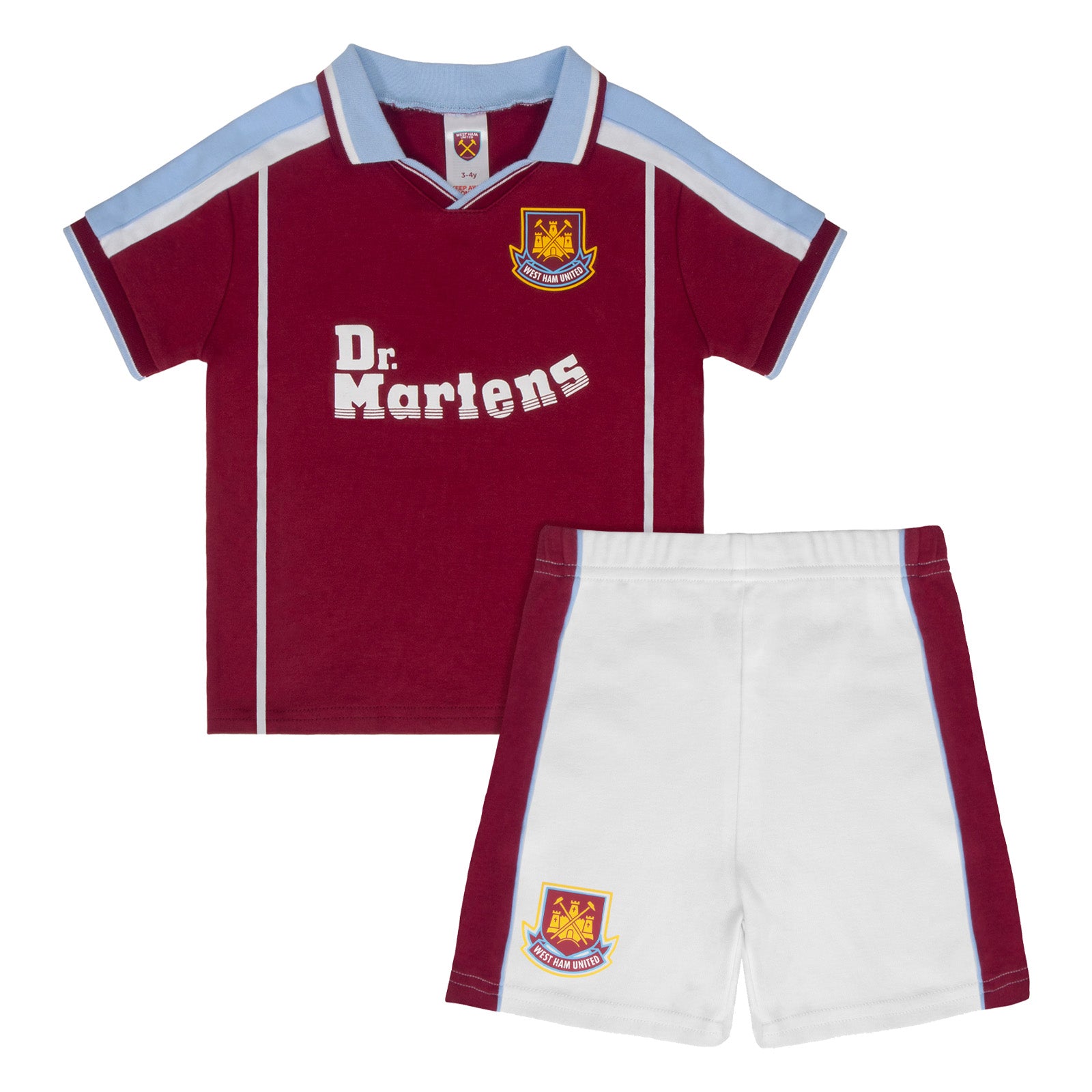 West Ham United FC baby t-shirt & shorts set in claret & blue