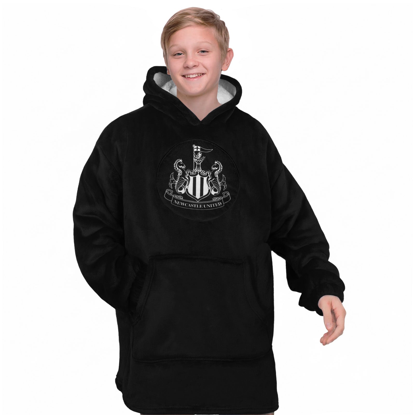 Newcastle United oversized hoodie blanket for kids in black