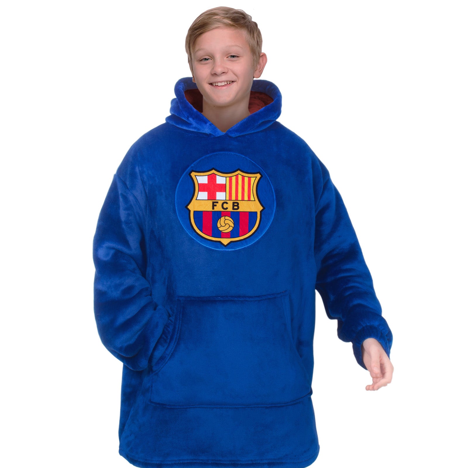 Barca oversized hoodie blanket for kids in blue