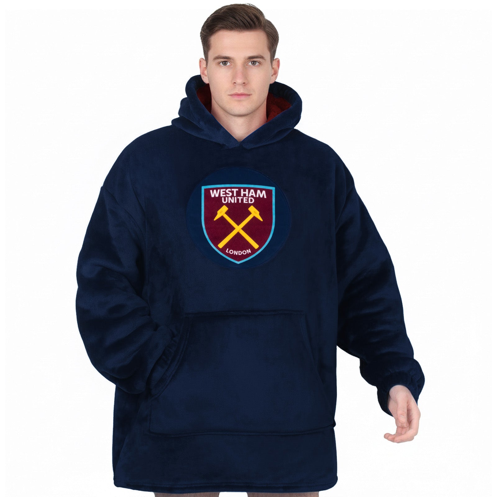 West Ham oversized hoodie blanket for adults in navy blue