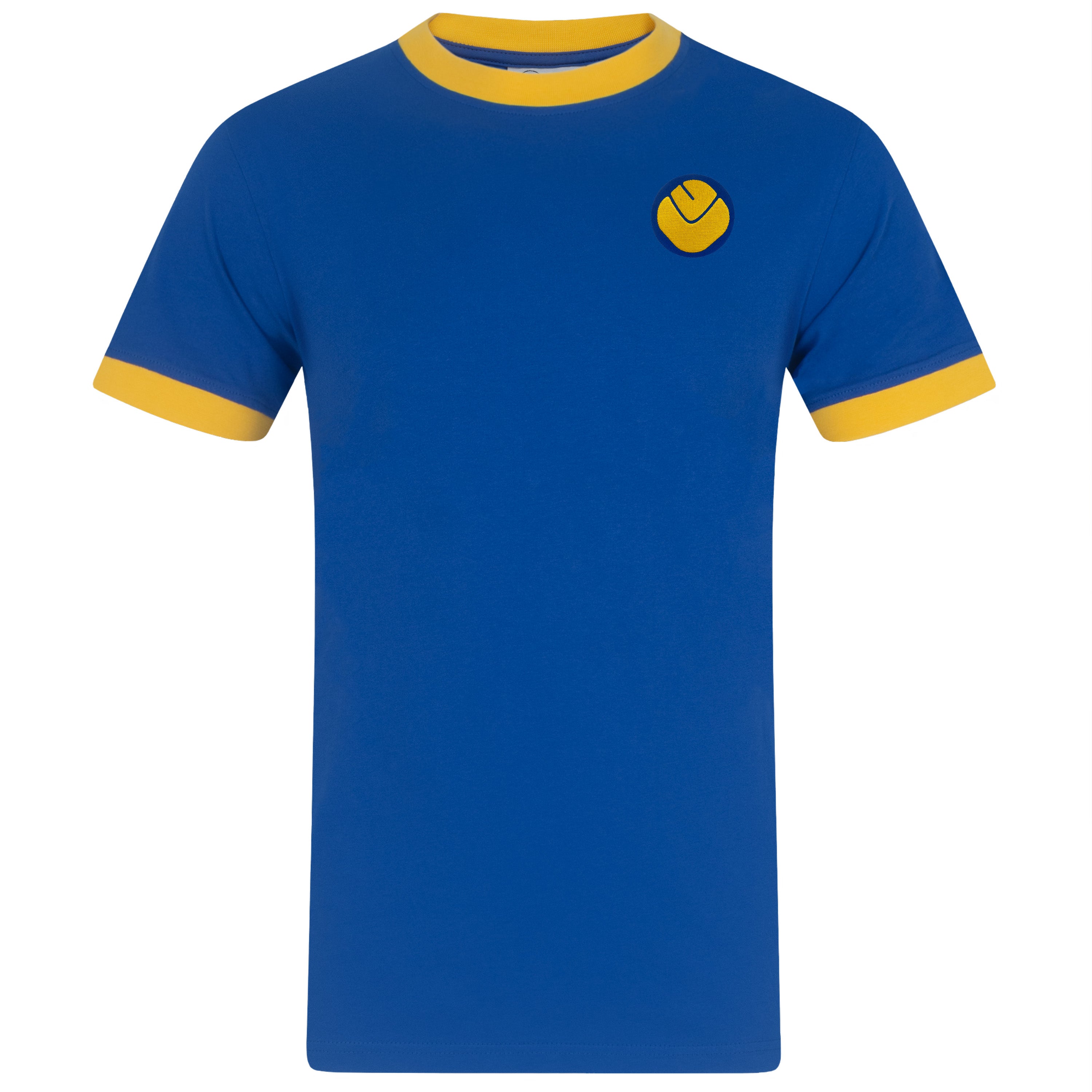 Leeds retro crew neck t-shirt in royal with embroidered applique smiley crest