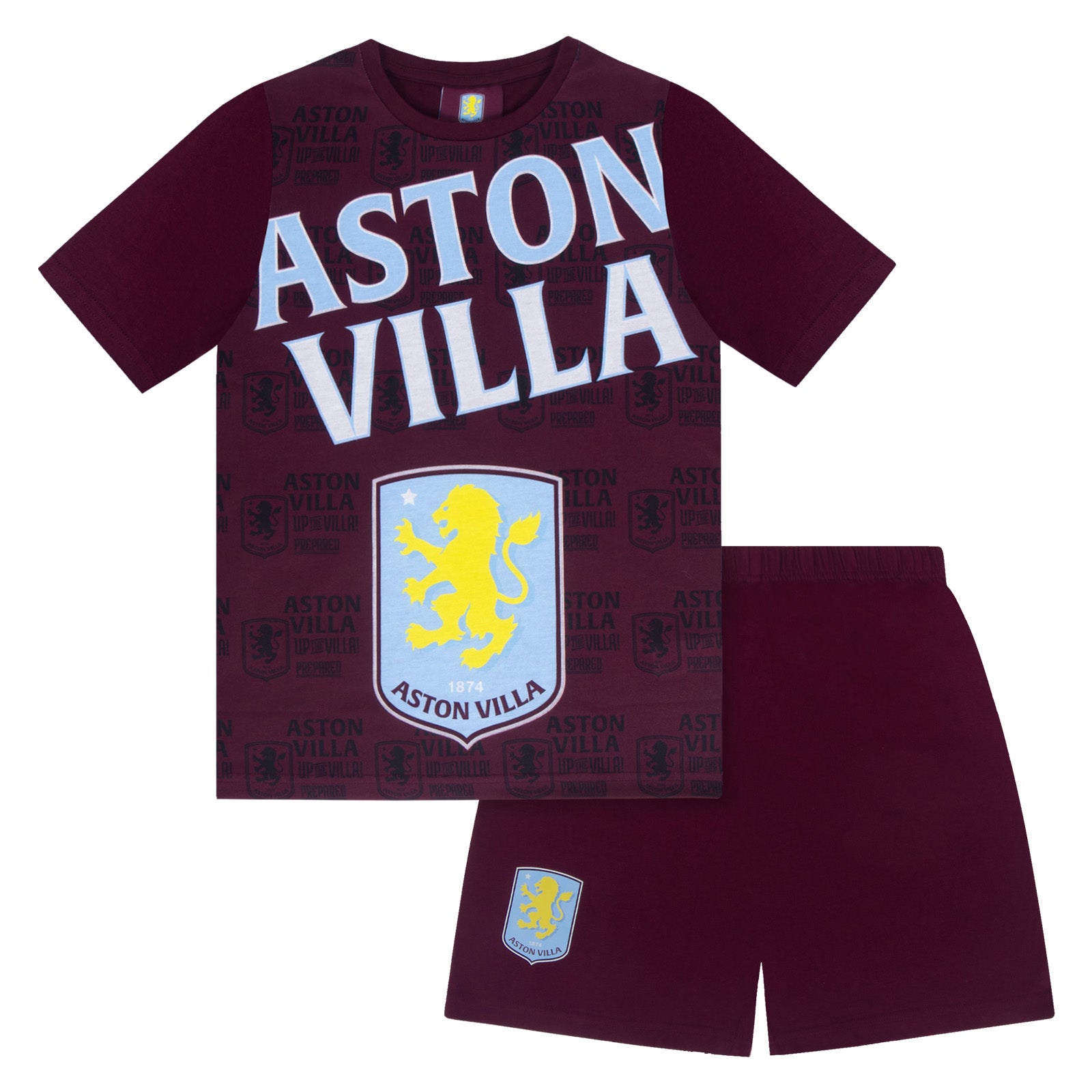 Aston Villa short pyjamas for kids in claret